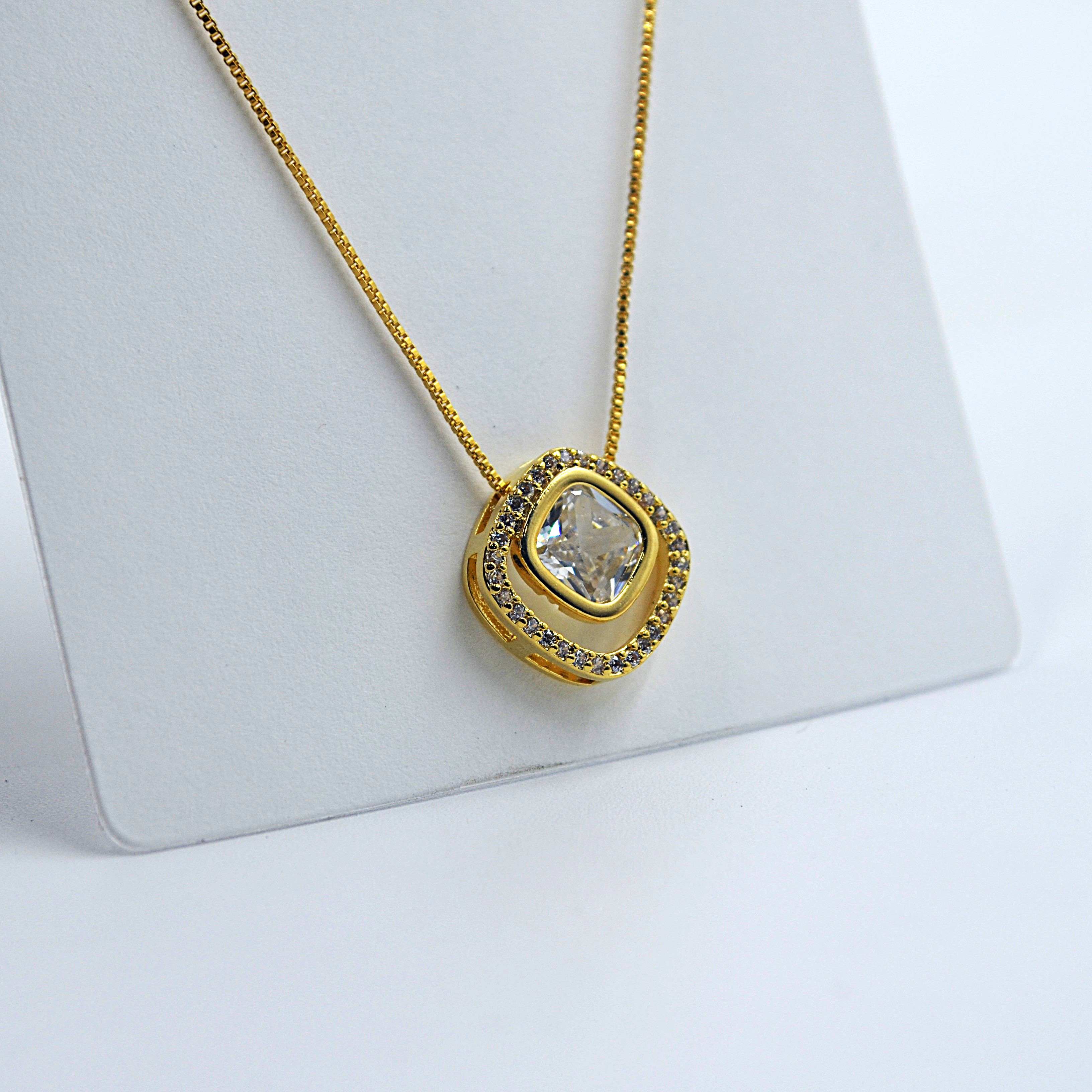 The Nila Gold Plated Solitaire Pendant With Chain