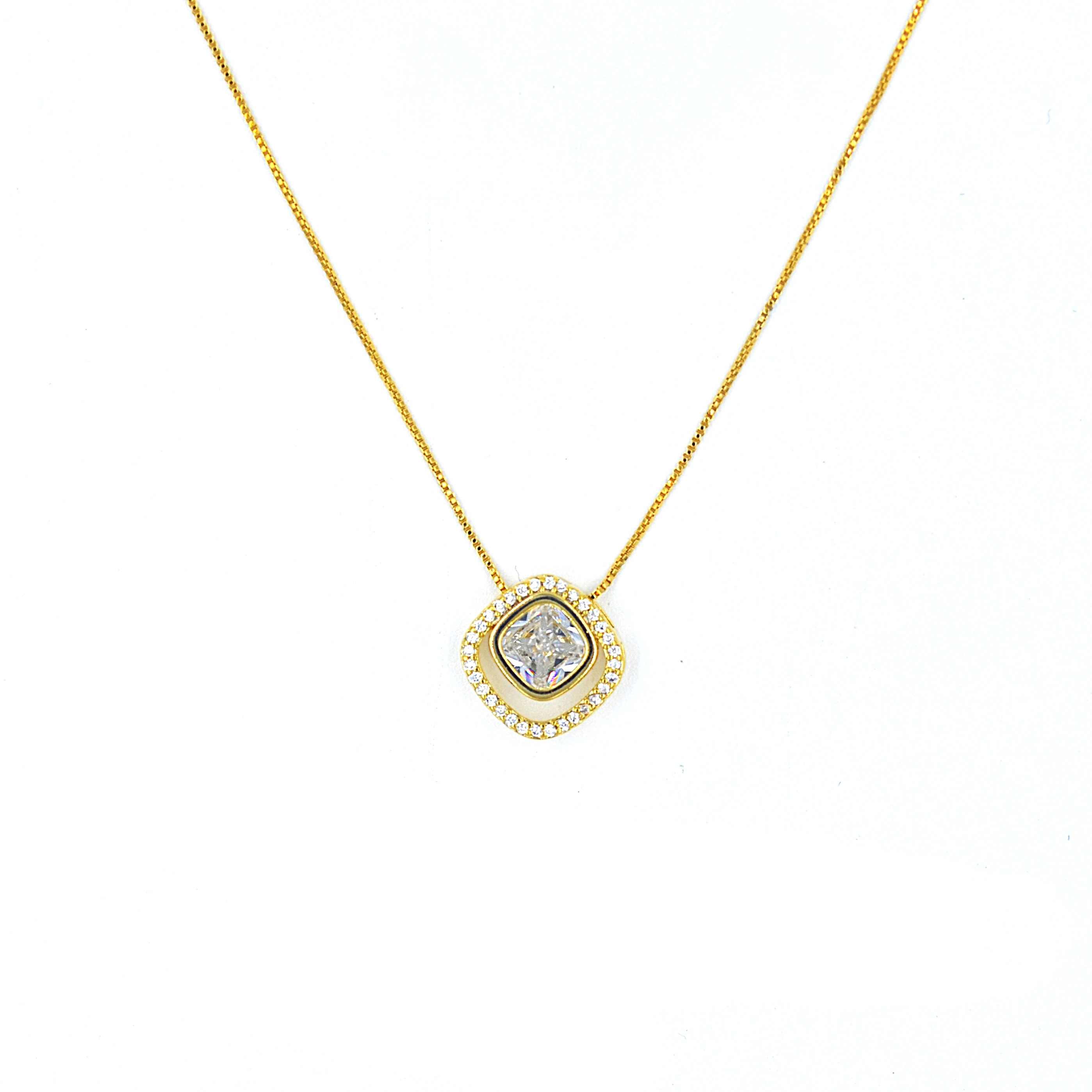 The Nila Gold Plated Solitaire Pendant With Chain