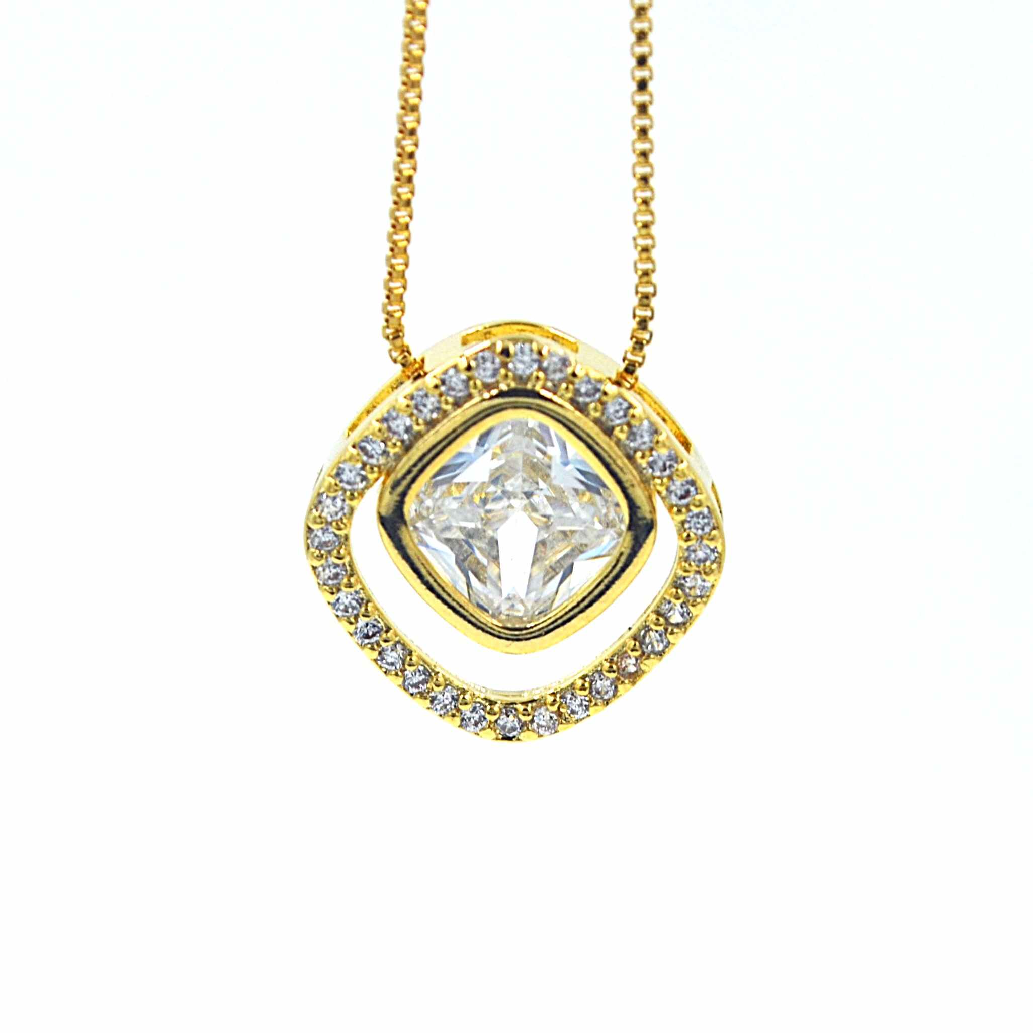 The Nila Gold Plated Solitaire Pendant With Chain
