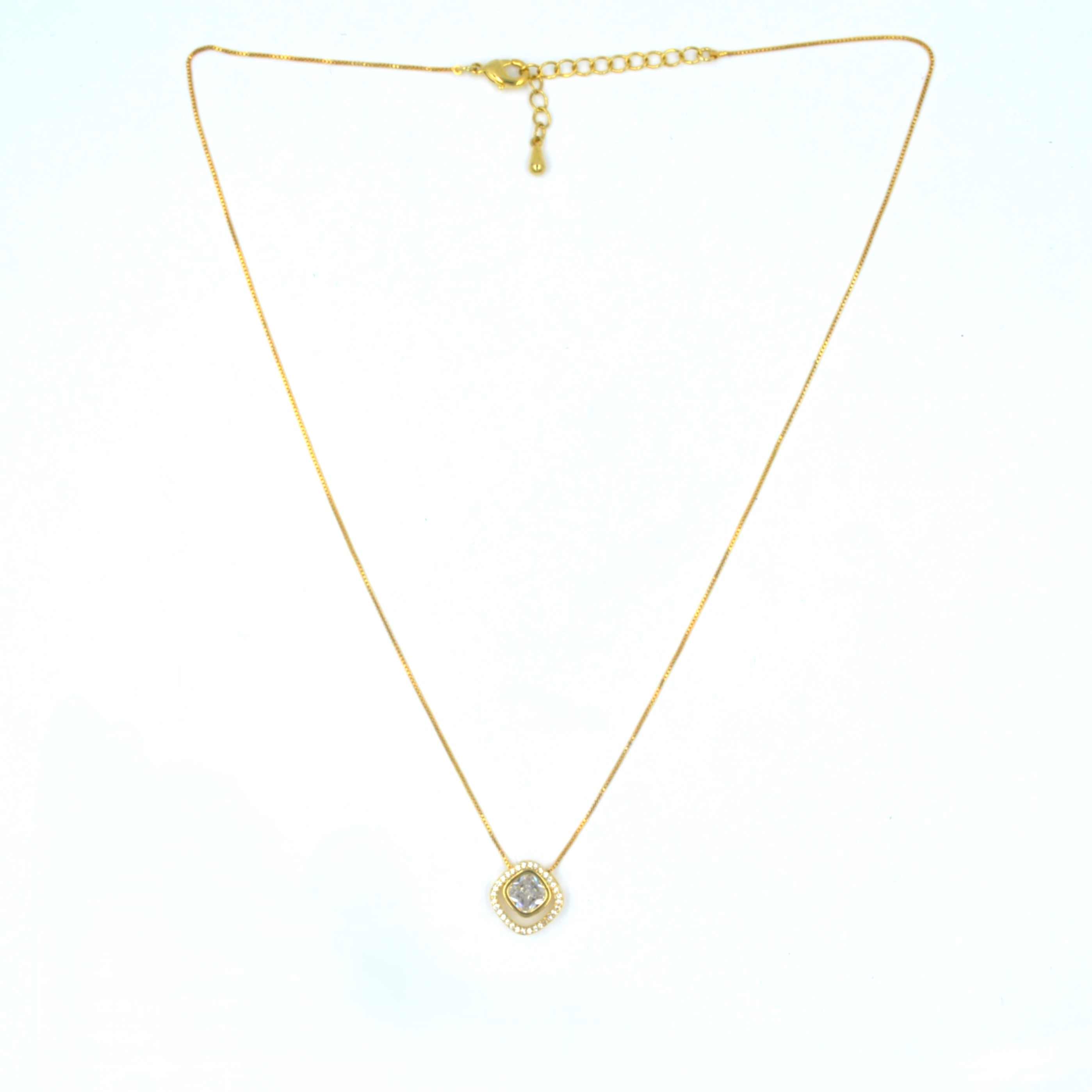 The Nila Gold Plated Solitaire Pendant With Chain