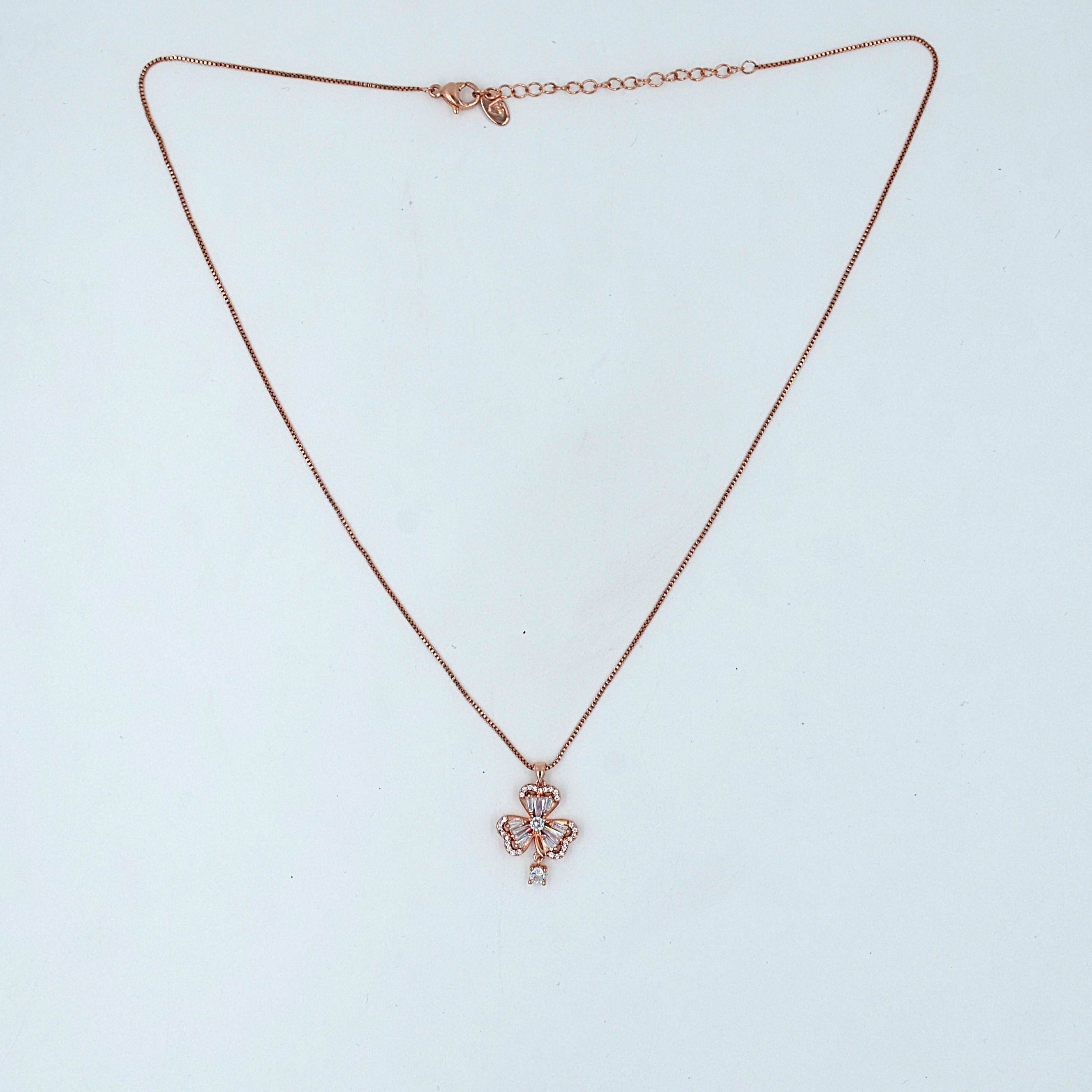 The Nila Rose Gold Floral Pendant With Chain