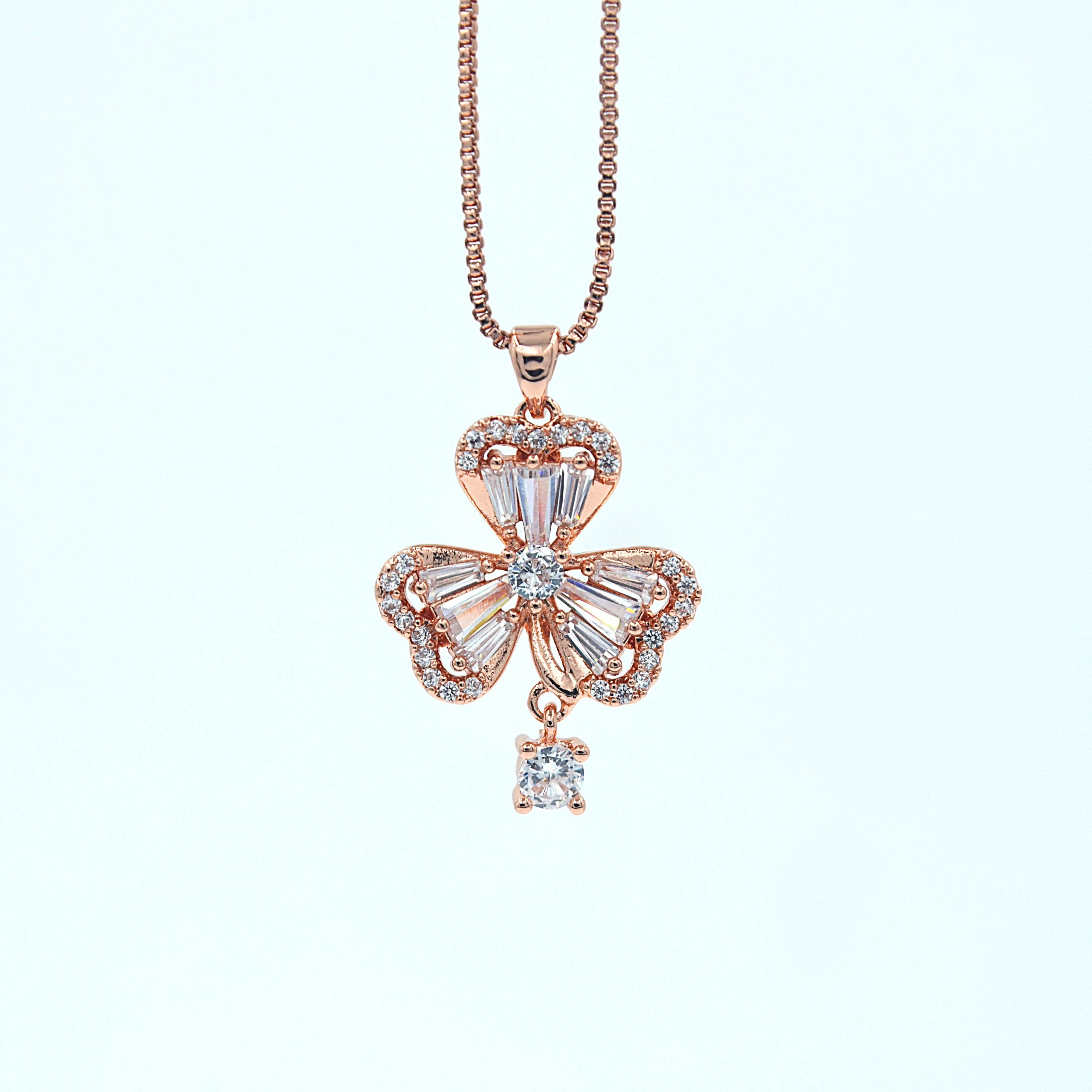 The Nila Rose Gold Floral Pendant With Chain