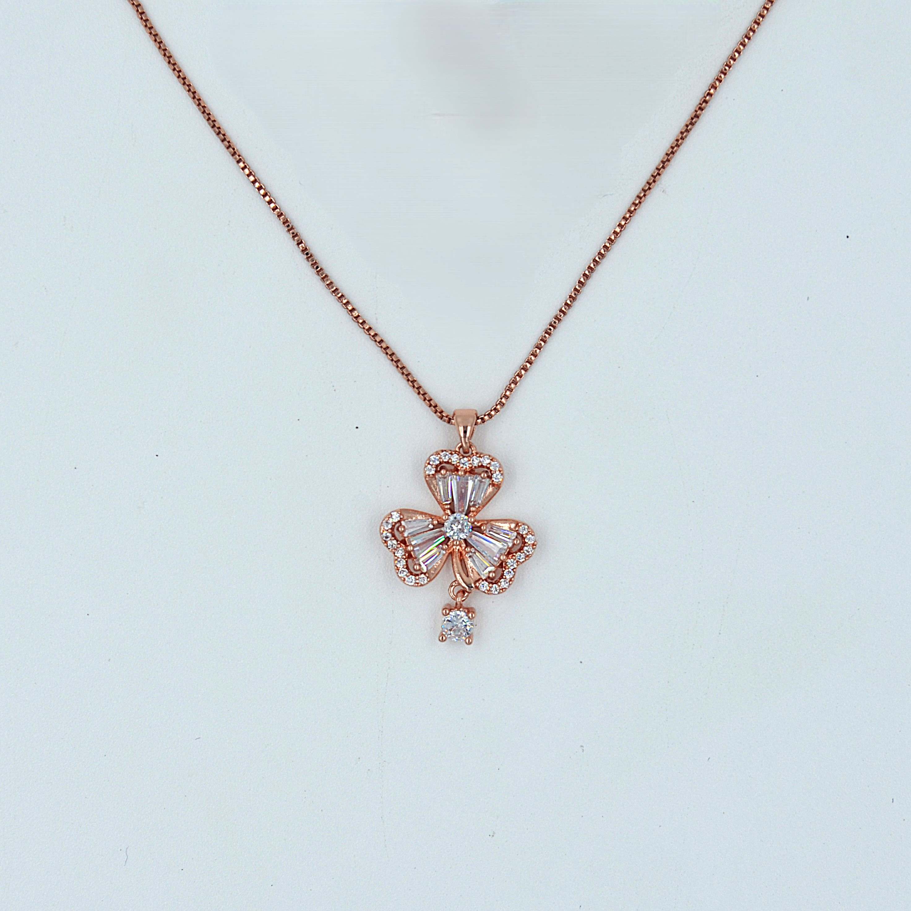 The Nila Rose Gold Floral Pendant With Chain