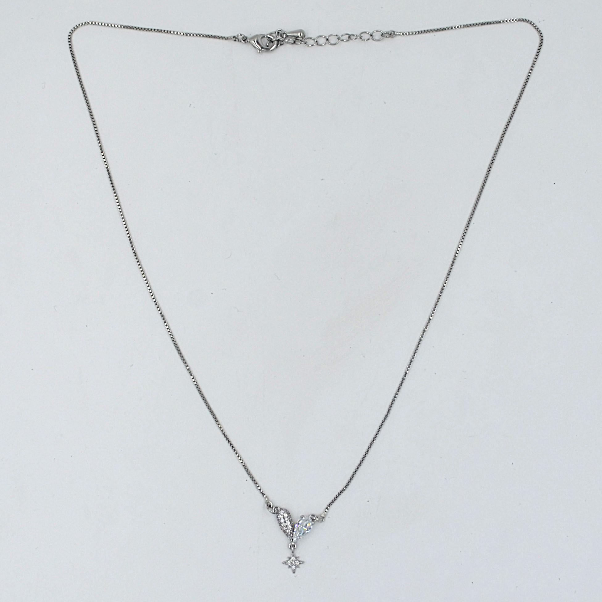 The Nila Silver Plated Crystal Pendant With Chain