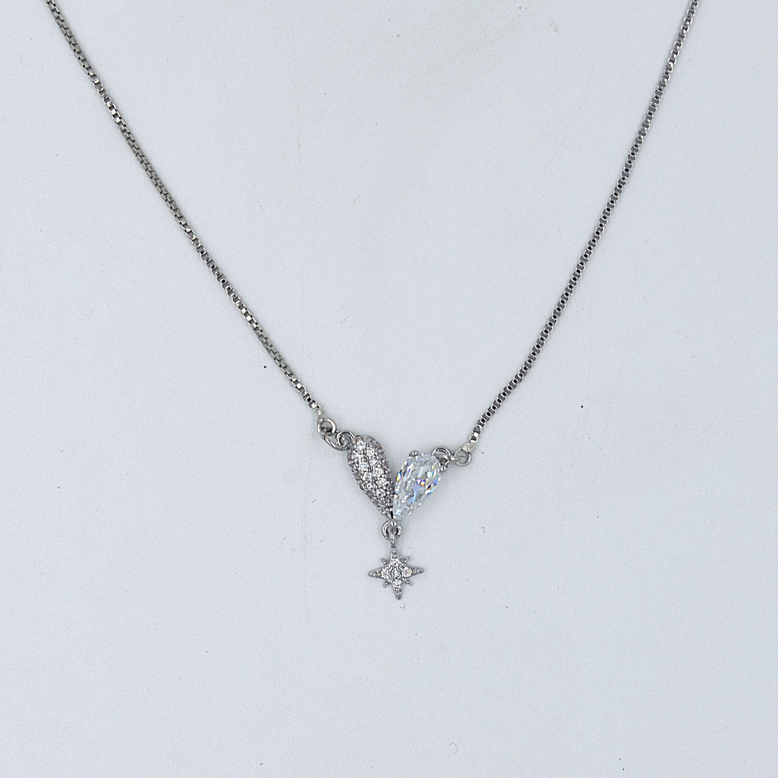 The Nila Silver Plated Crystal Pendant With Chain