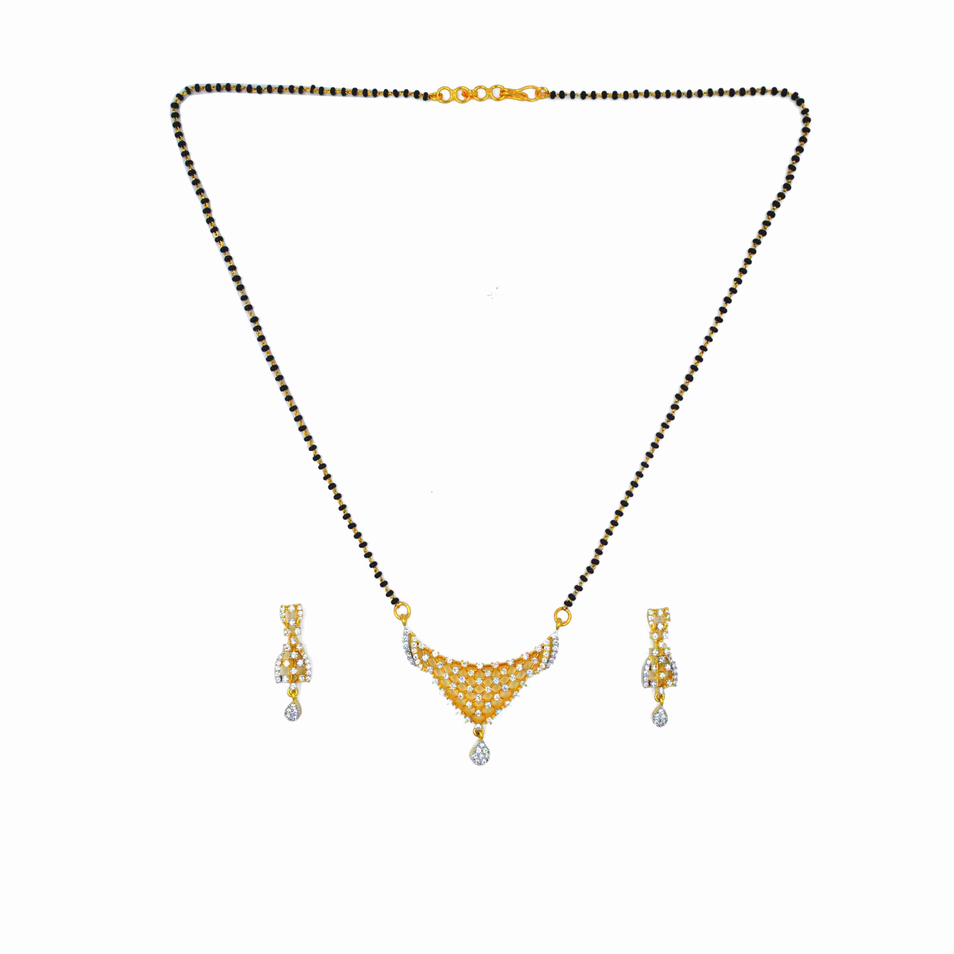 The Nila Gold Plated Mangalsutra chain with earrings