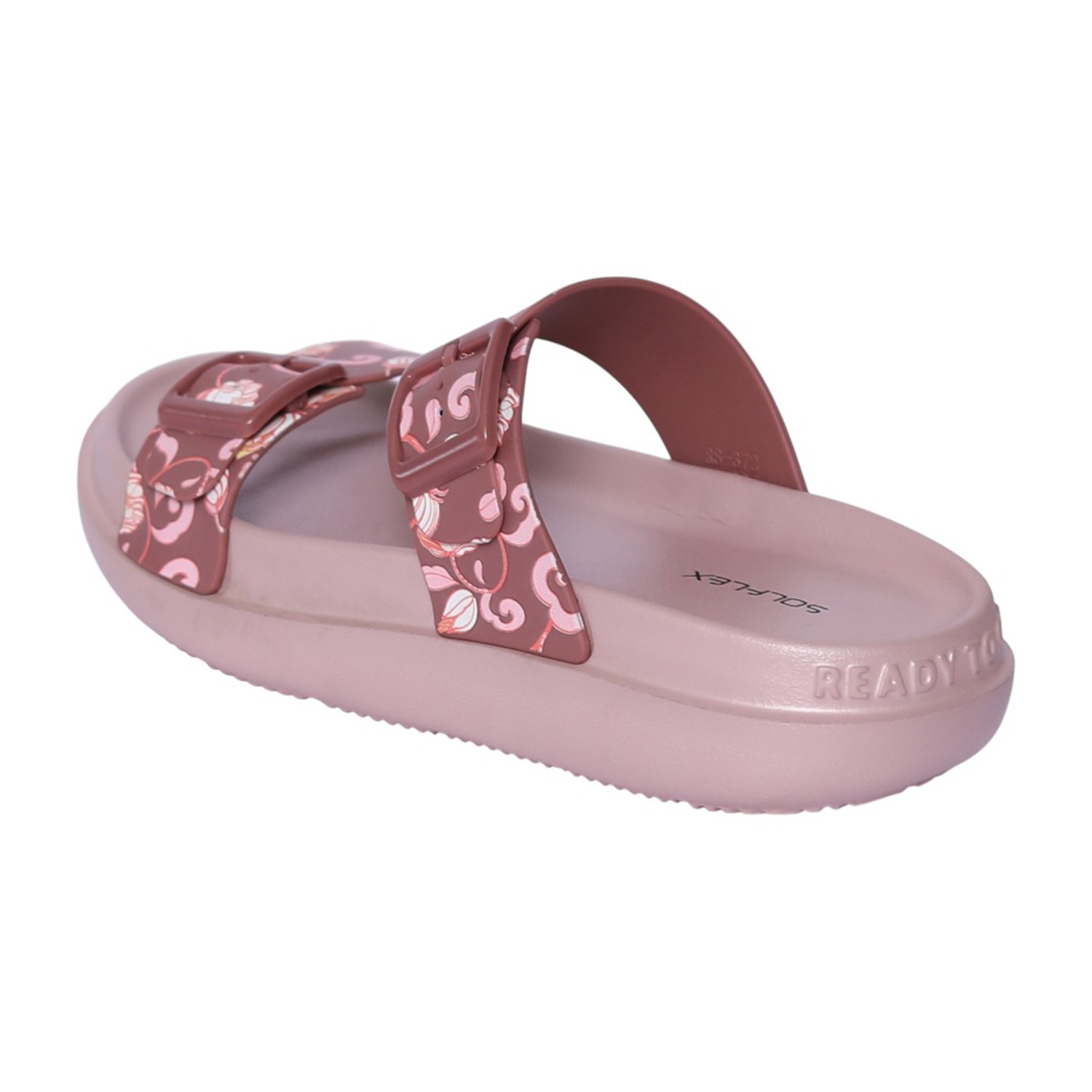 Women Peach Floral Print Two-Strap Sandal