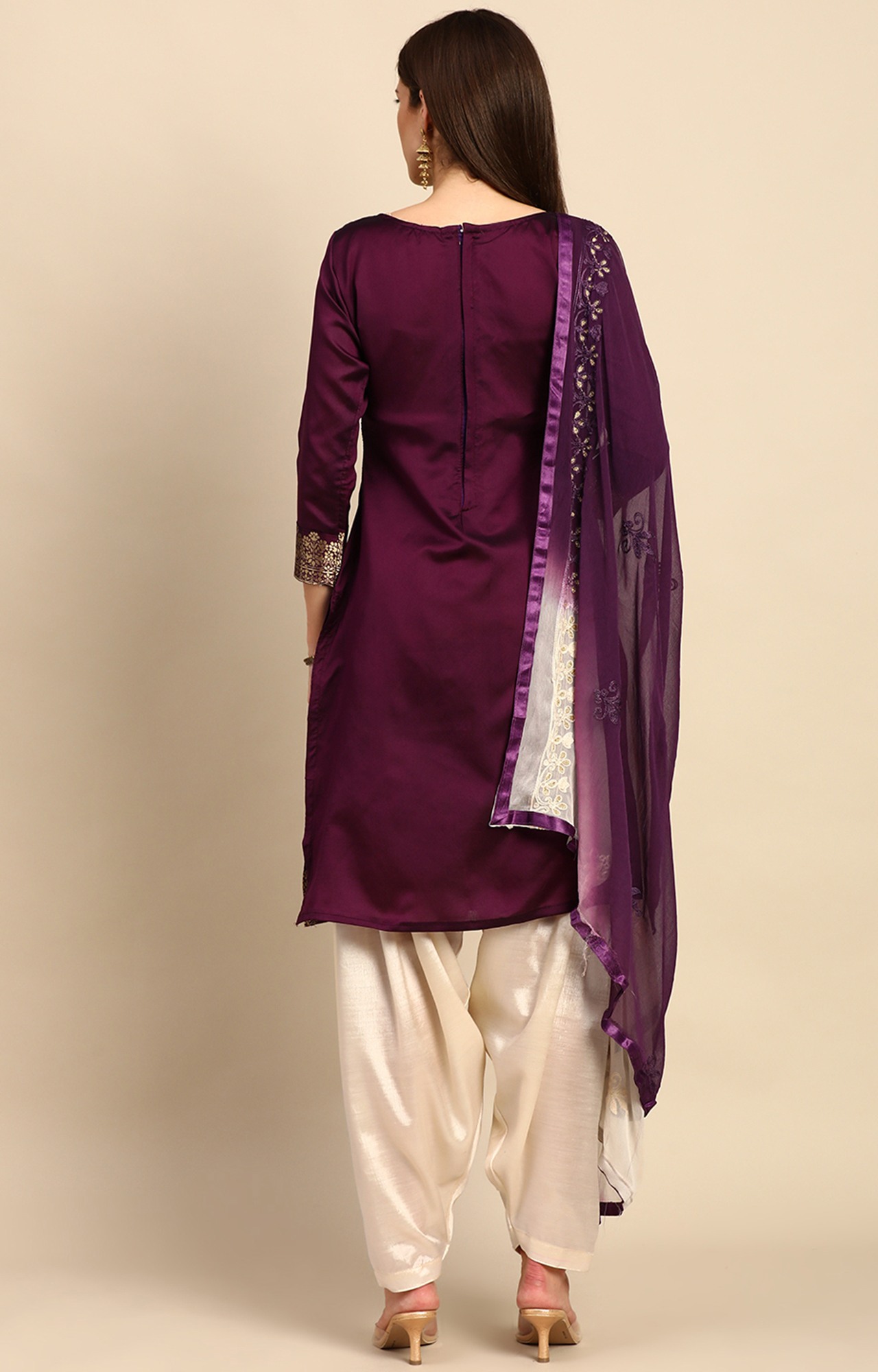 Shaily Women Purple Color Jacquard Woven Design Unstitched Dress Material-VF_SAGUN_PRPLE_DM
