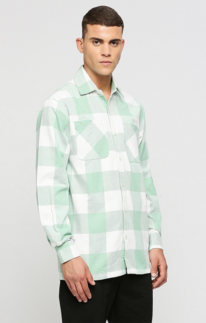 Men White Checked Casual Shirts