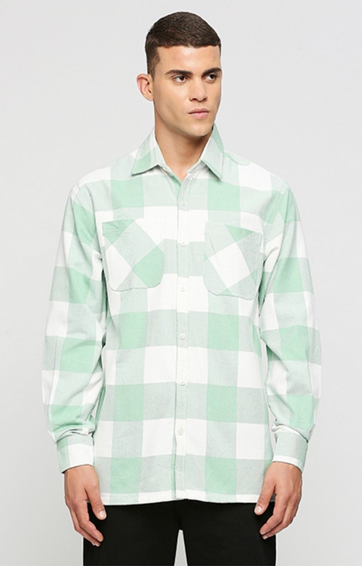 Hemsters | Men White Checked Casual Shirts