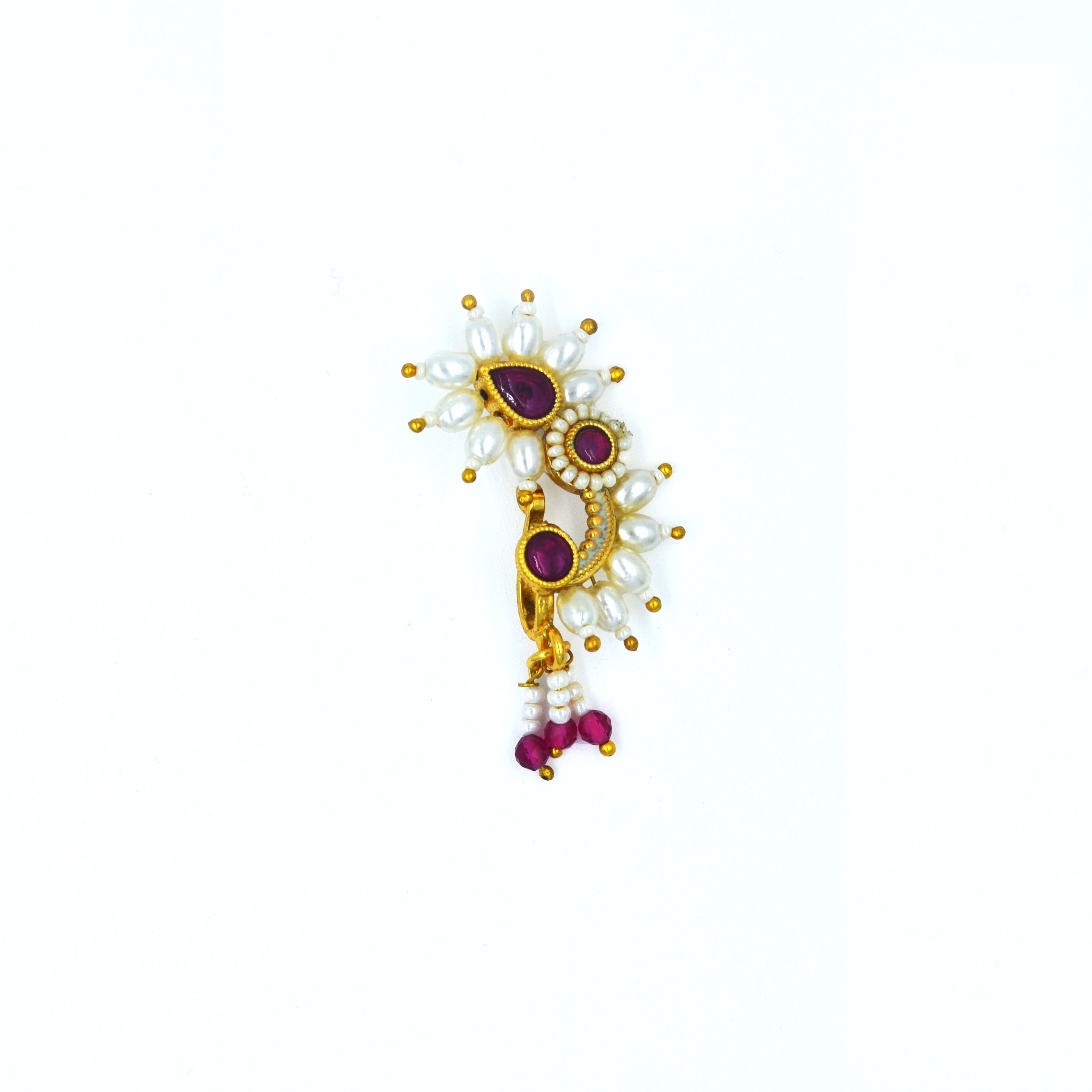 The Nila Gold Plated Ruby Bridal Nath
