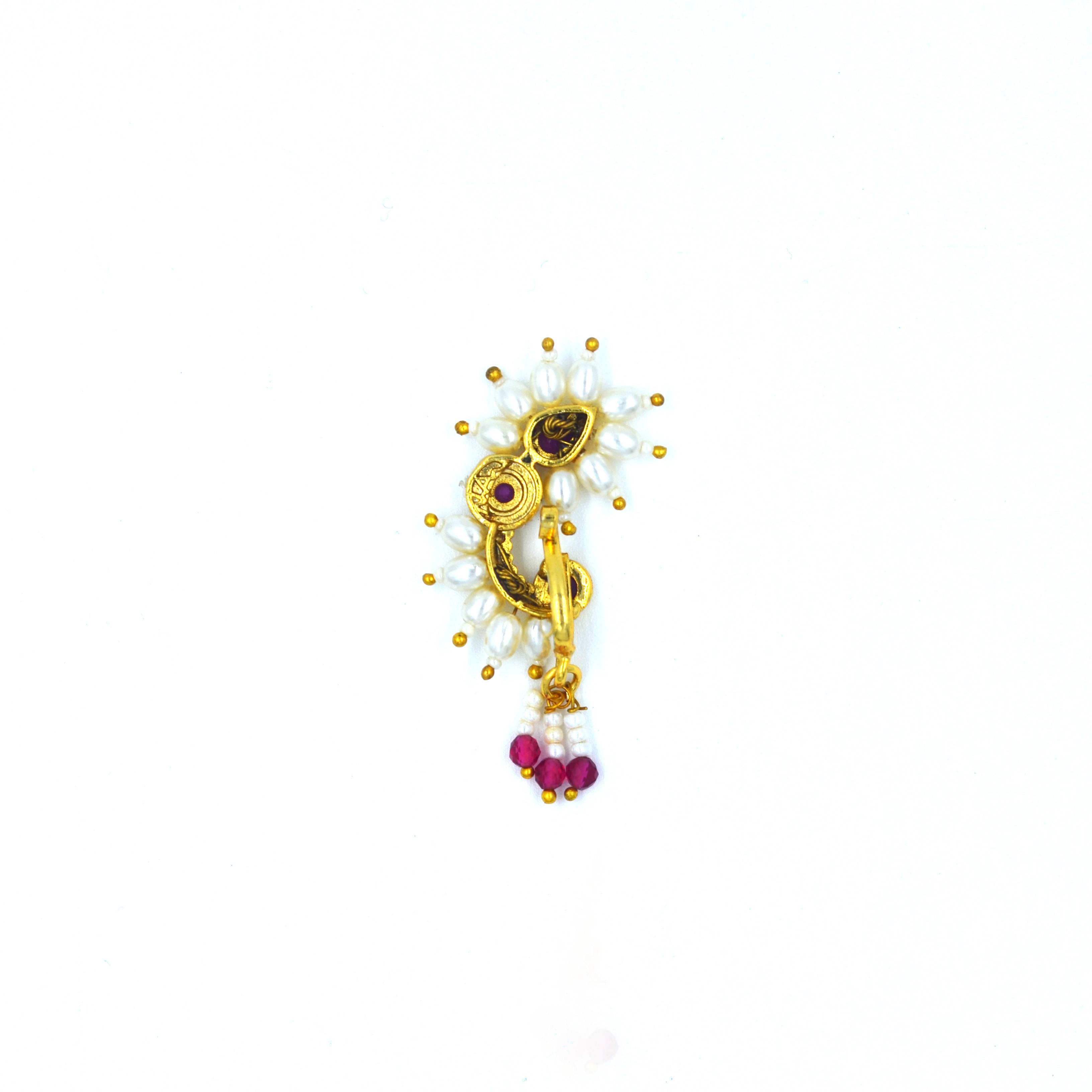 The Nila Gold Plated Ruby Bridal Nath