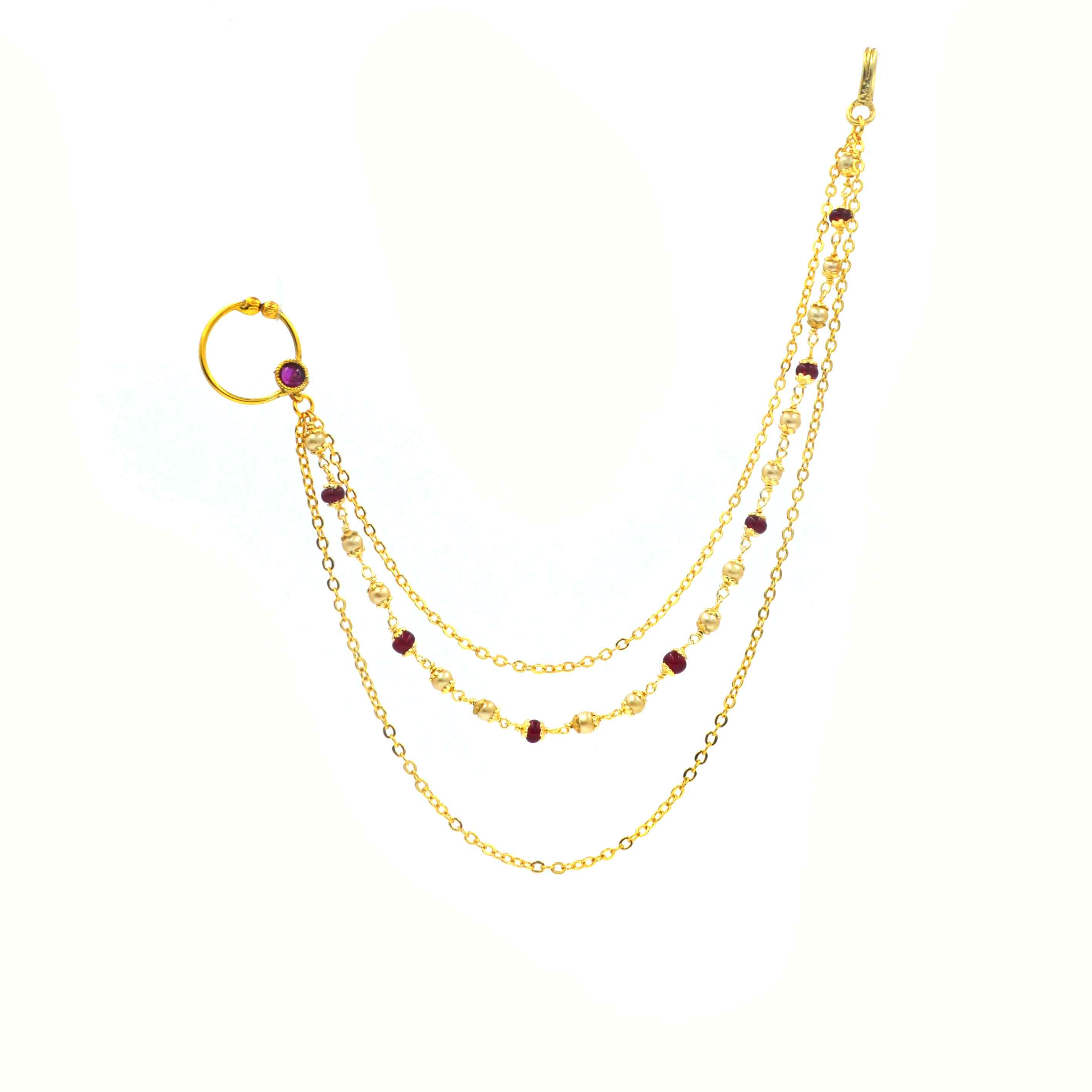 The Nila Gold Plated Nose Ring with Layered chains