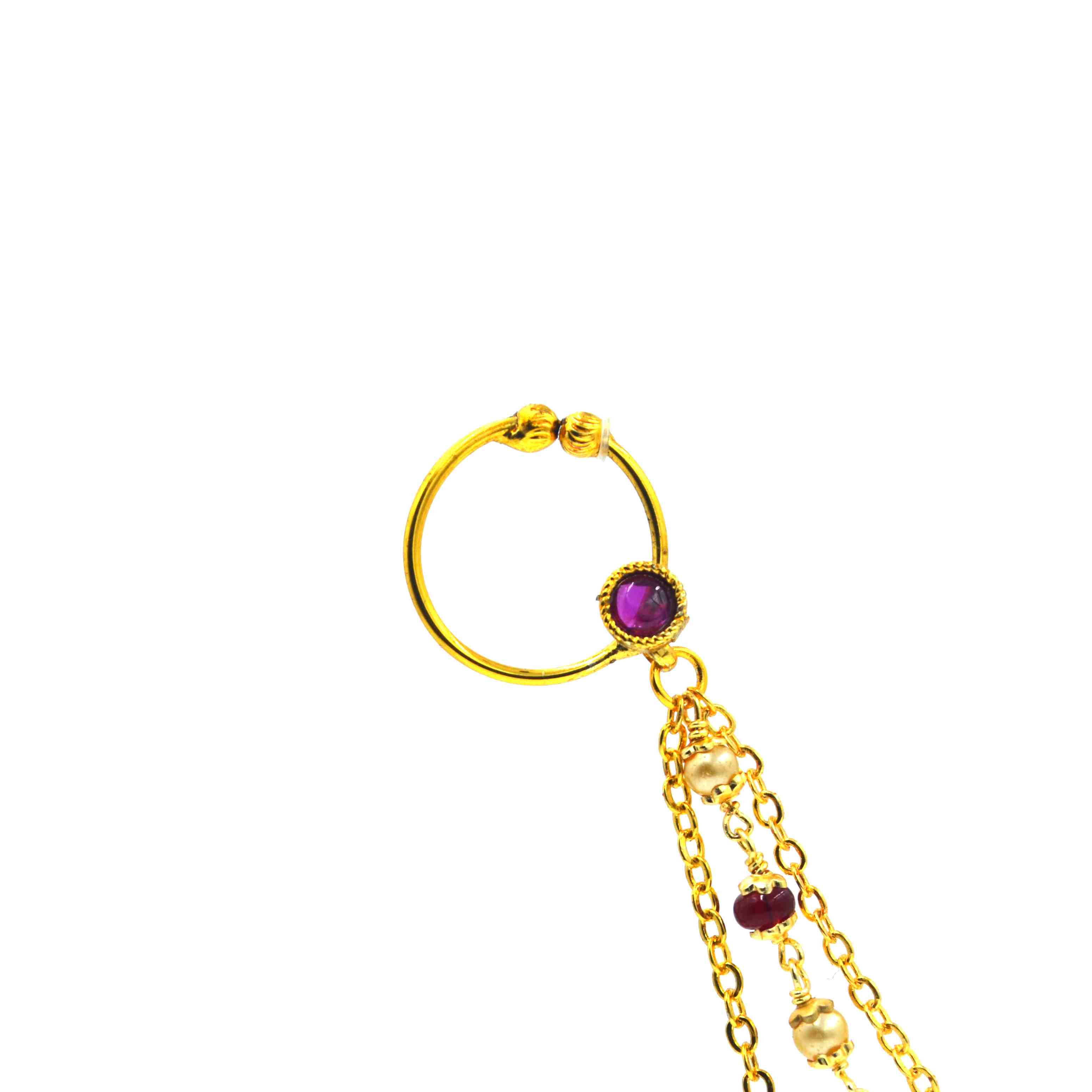 The Nila Gold Plated Nose Ring with Layered chains
