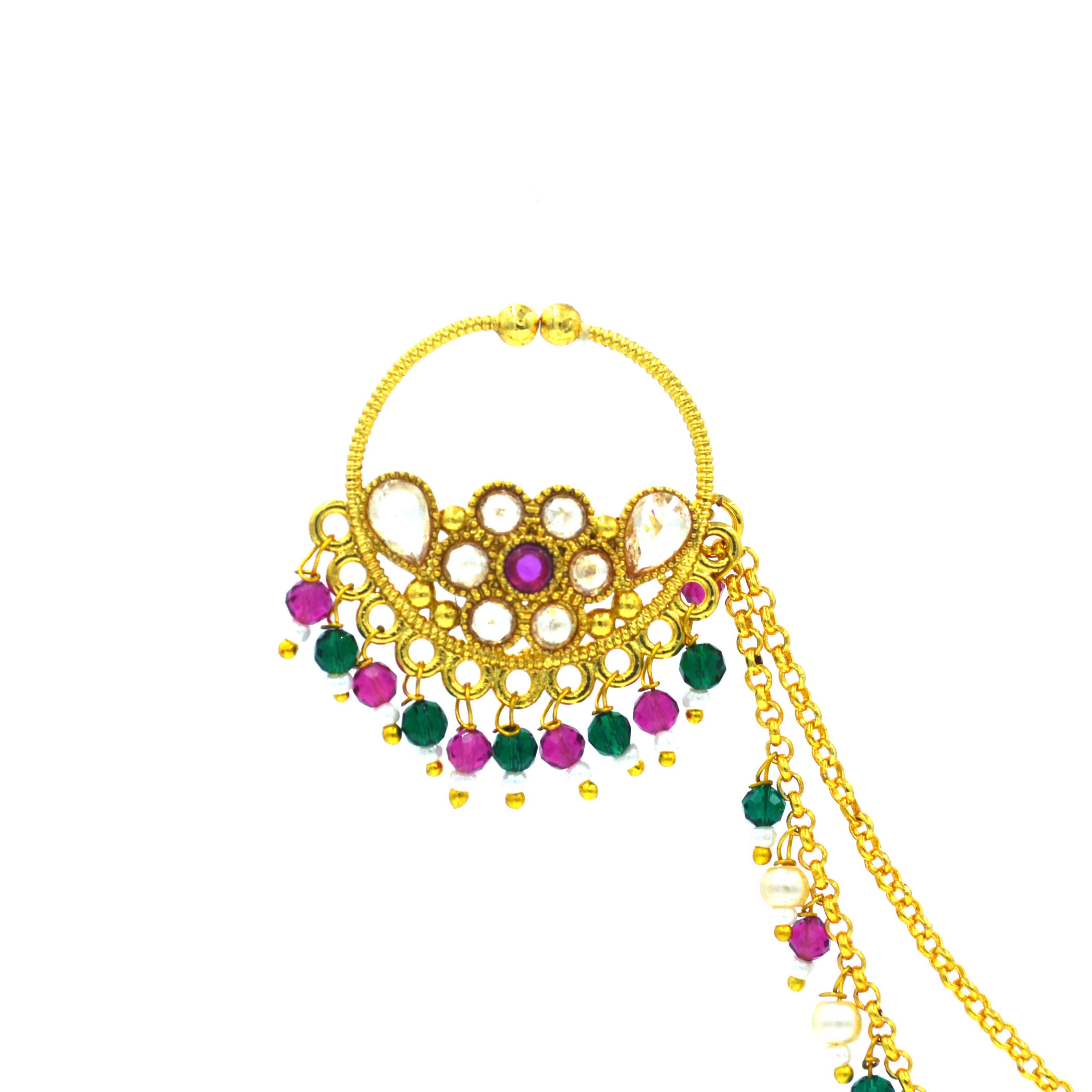 The Nila Gold Plated Nose Ring with Layered chains