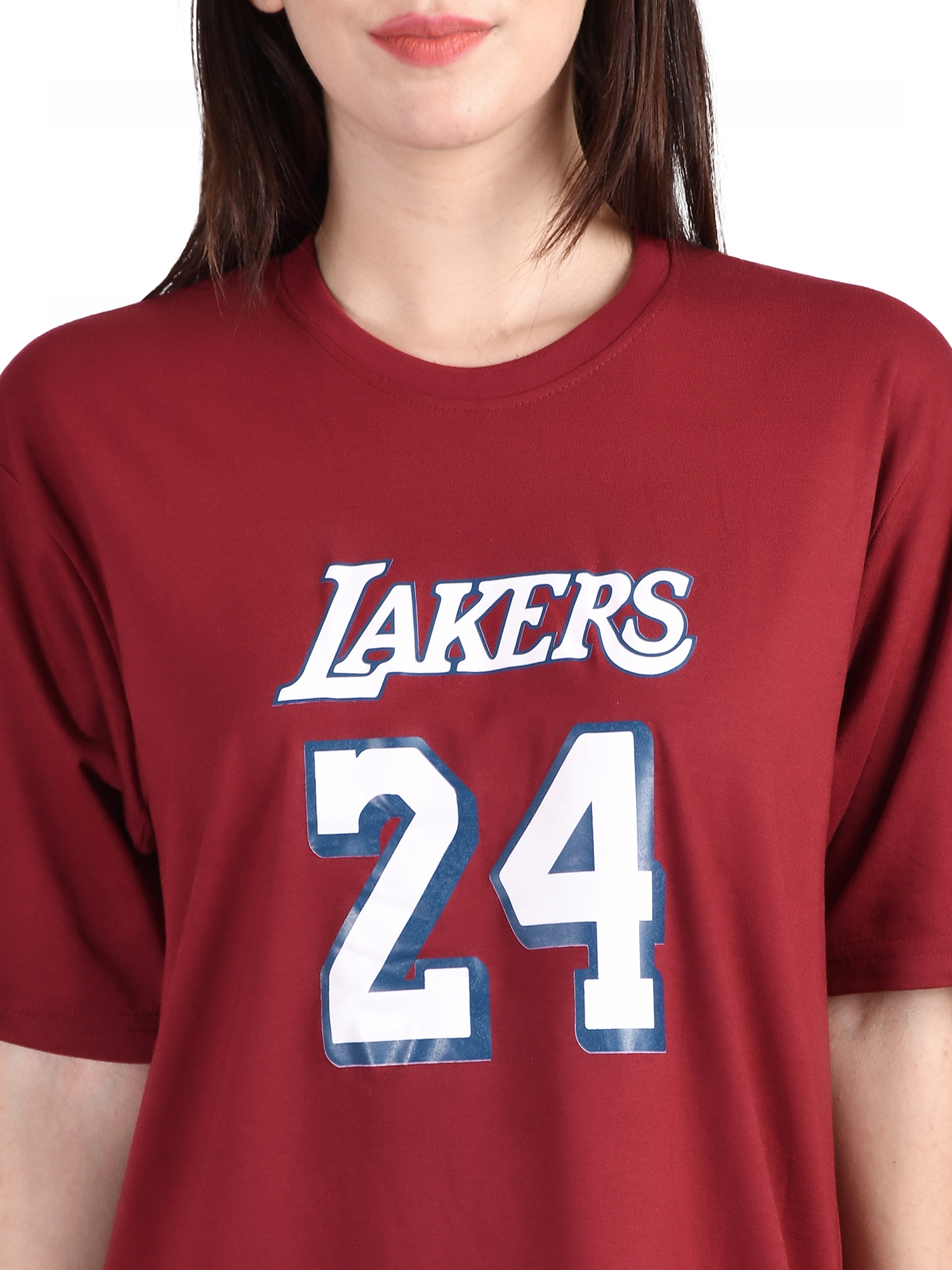 Lakers : Quirky Printed Oversized Women's Tees In Maroon Color
