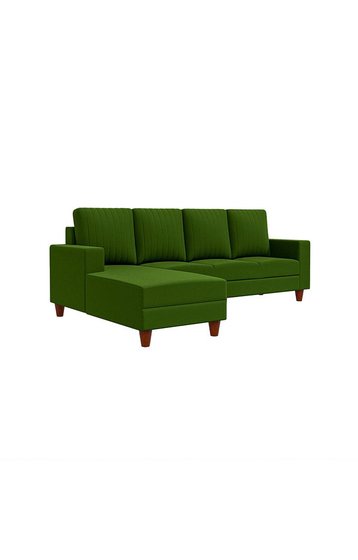 neudot Roman RHS Sectional Sofa for Living Room |6 Person Sofa|Premium Fabric with Cushioned Armrest | Solid Wood Frame|6 Seater in Emerald Green Color