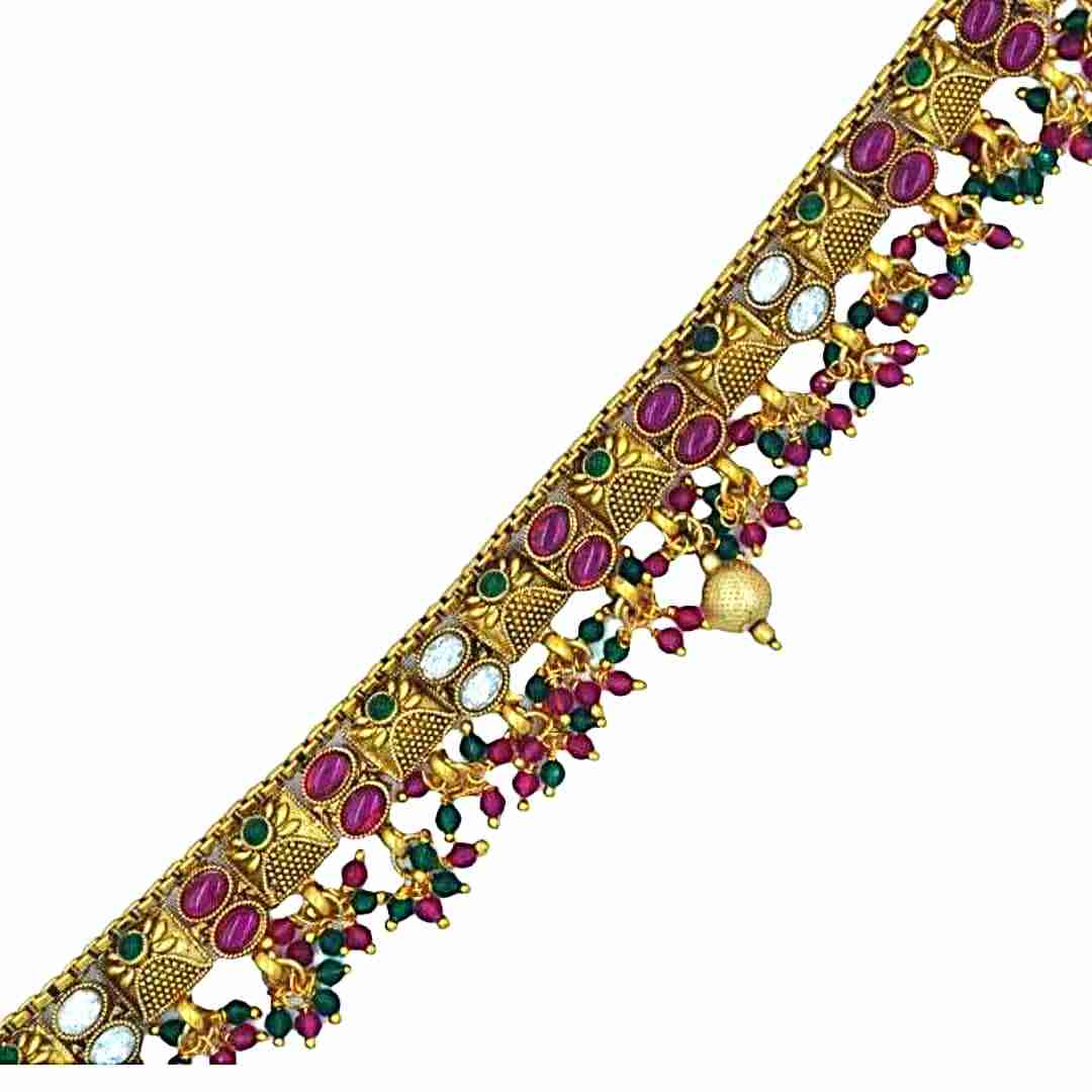 The Nila Gold Plated Kundan multicolor Kamarbandh