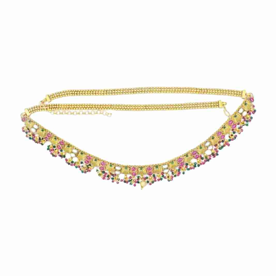 The Nila Gold Plated Kundan multicolor Kamarbandh