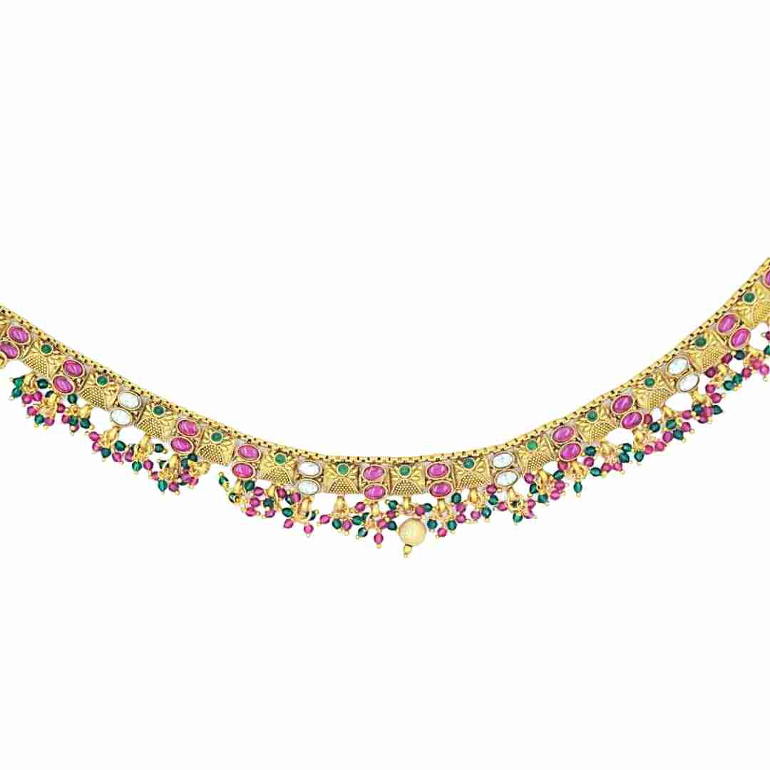 The Nila Gold Plated Kundan multicolor Kamarbandh