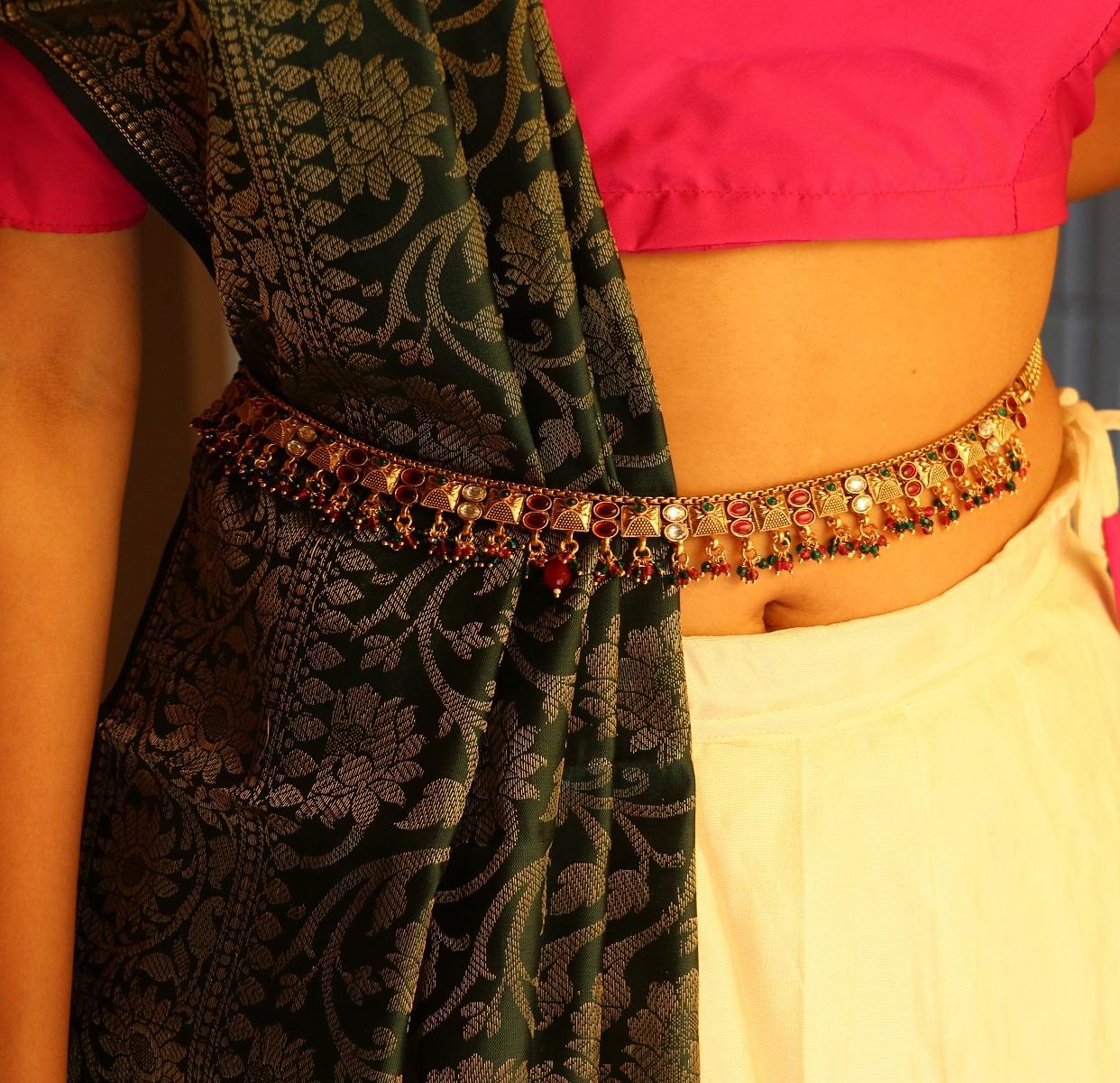 The Nila Gold Plated Kundan multicolor Kamarbandh