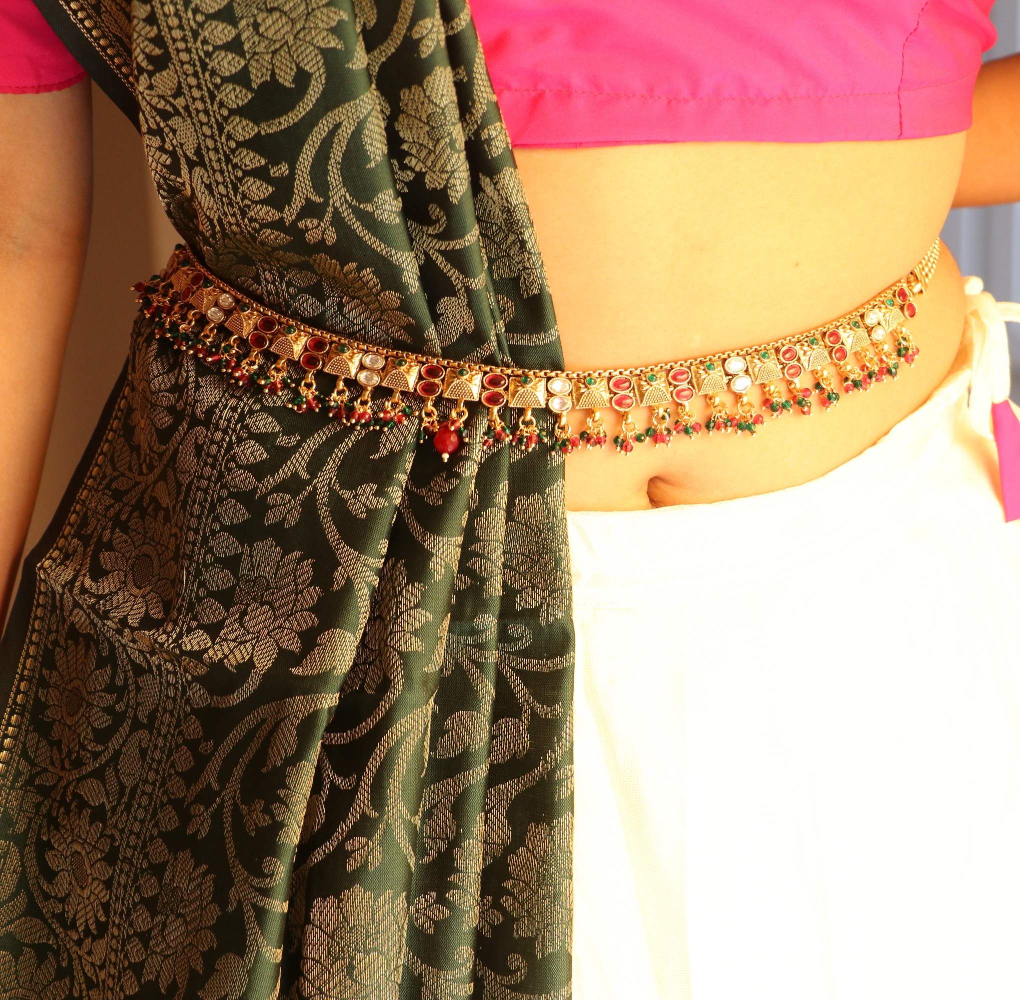 The Nila Gold Plated Kundan multicolor Kamarbandh