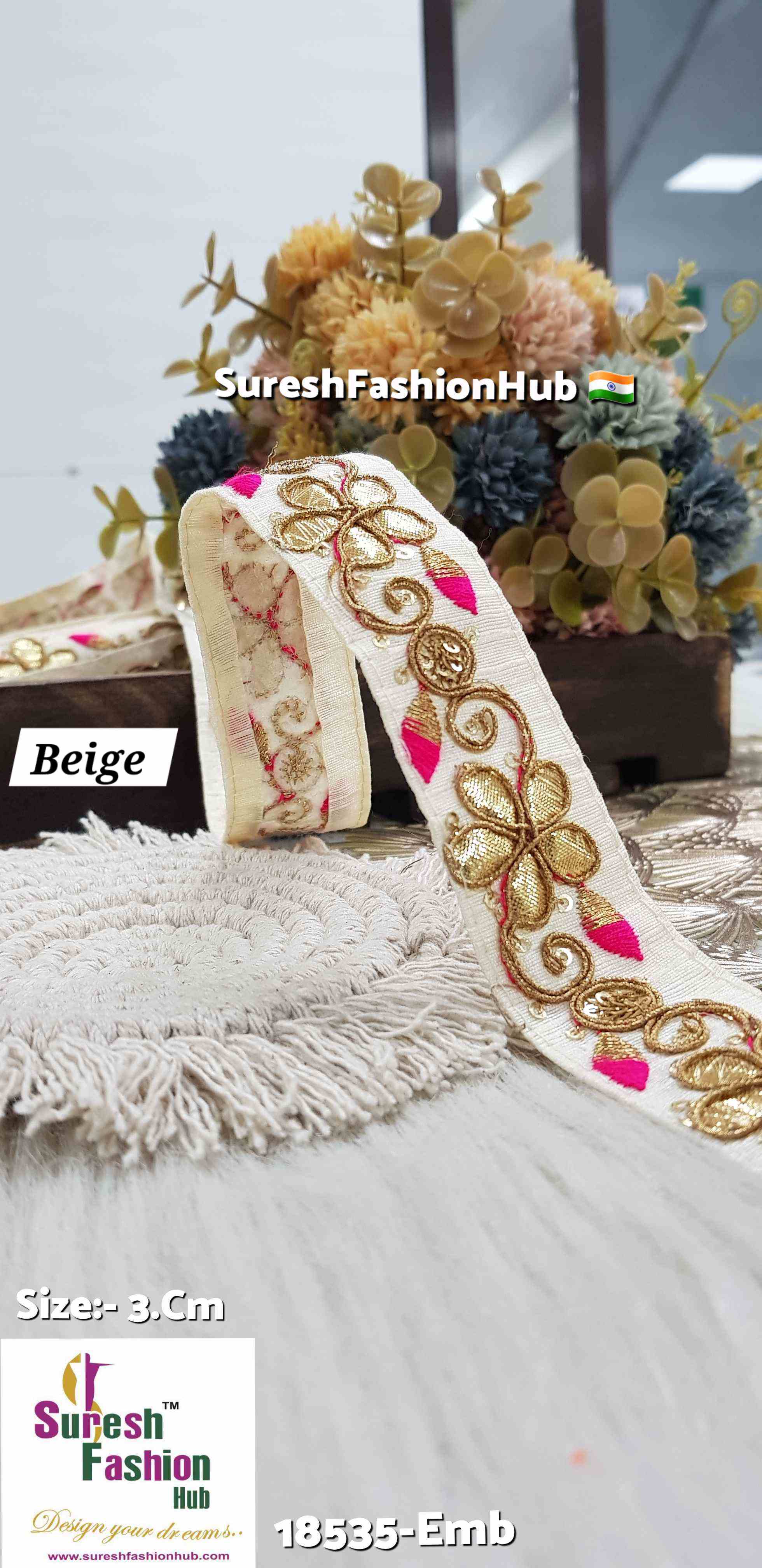 Floral Gota Delight Embroidery Beige