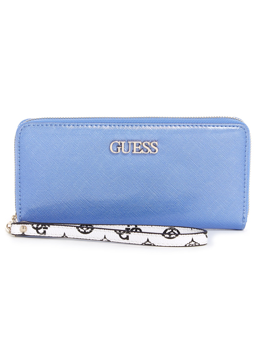 Guess Women Blue Solid Zip Around Wallet with Zip Closure