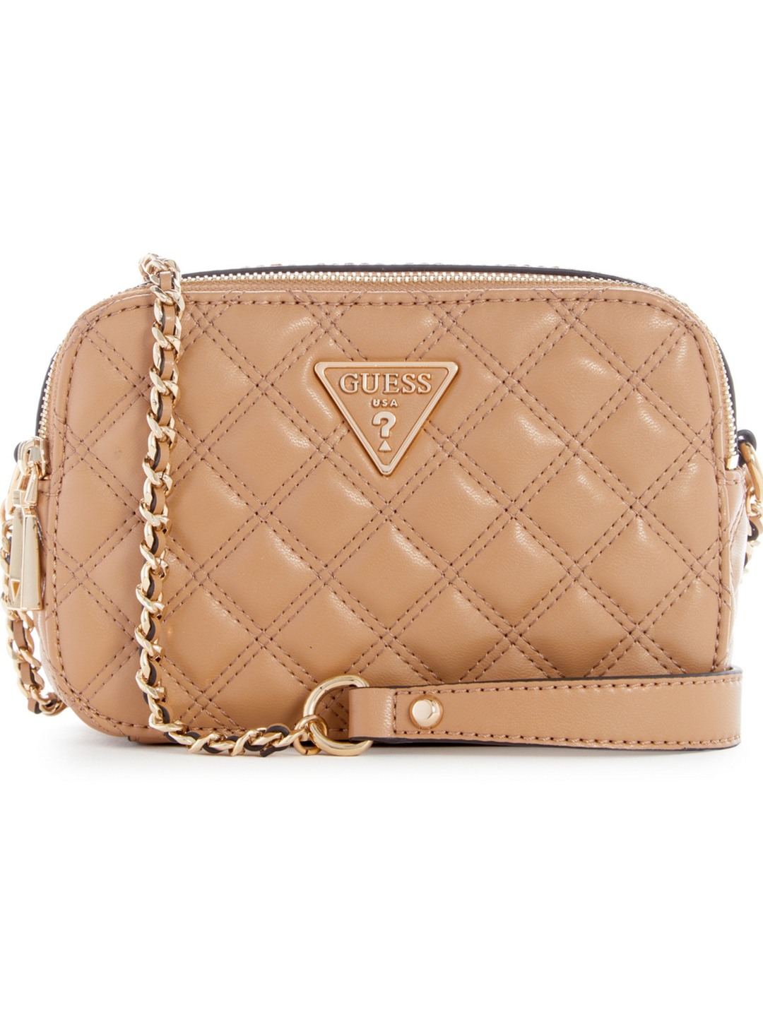 Beige Quilted Polyurethane Kai Camera Bag