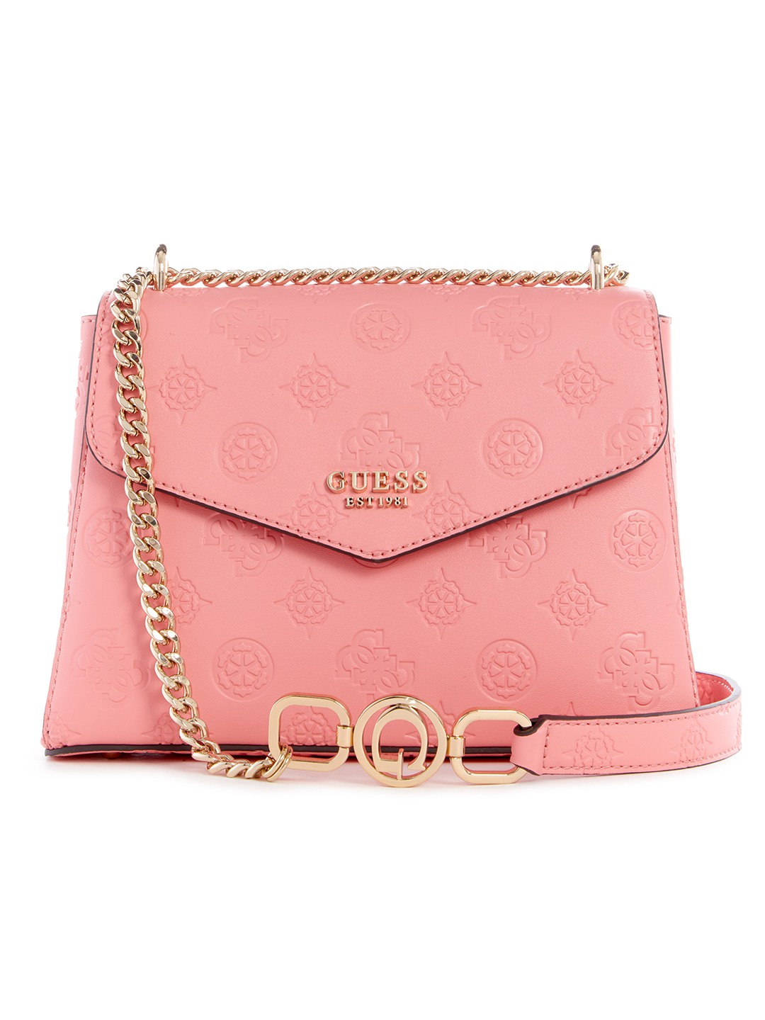 Guess Polyurethane Pink Textured Women Galeria Convertible Crossbody Bag