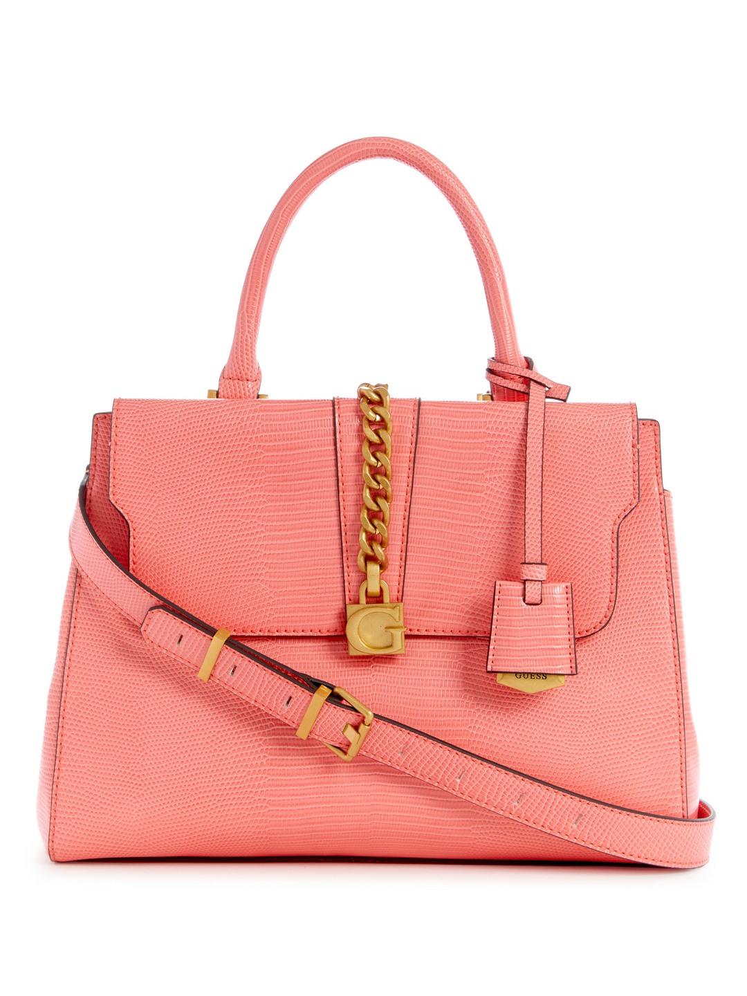 Guess Pink Solid Tiberia Society Satchel Bag