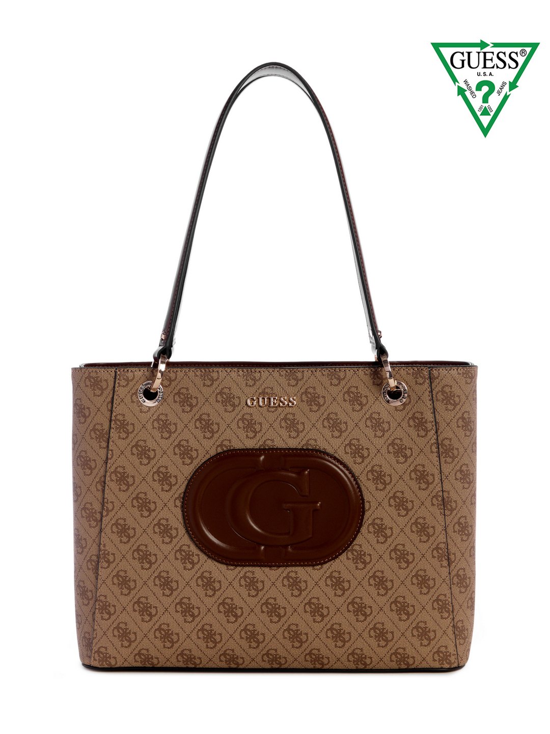 Guess Latte Logo Printed Eco Mietta Noel Tote Bag