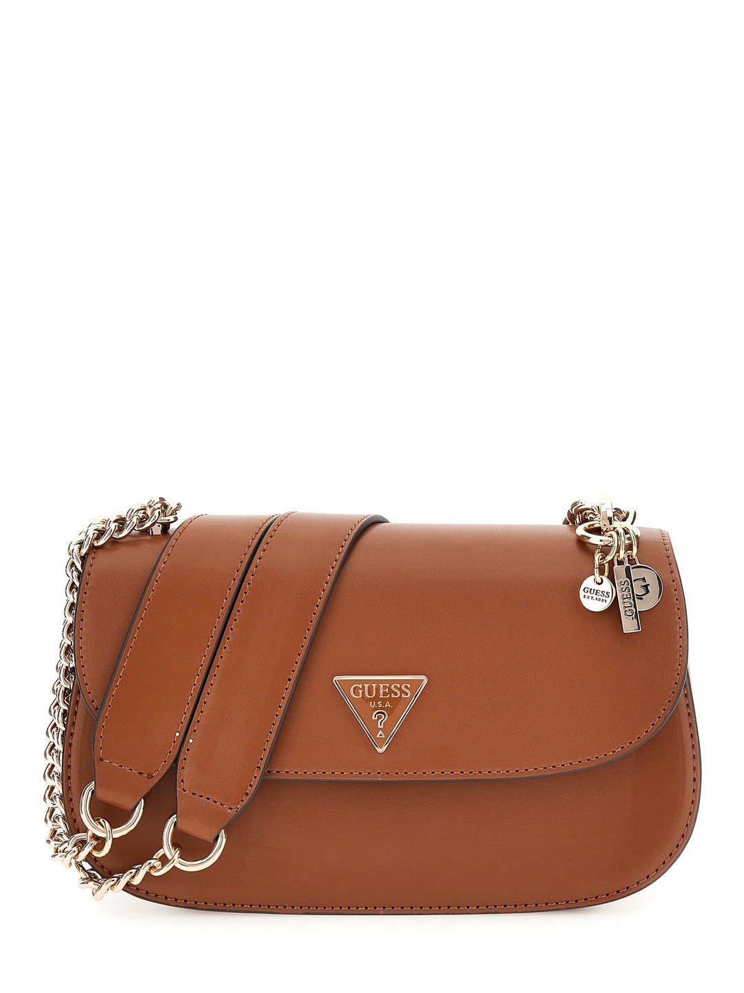 Cognac Solid Polyurethane Daryna Convertible Crossbody Bag