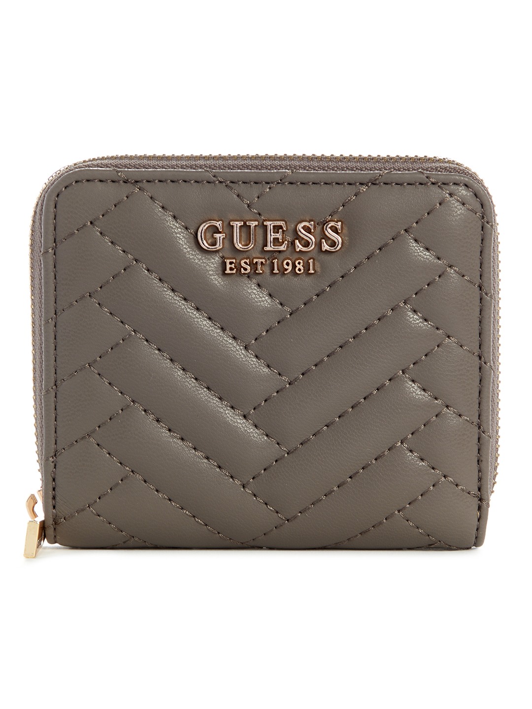 Taupe Quilted Anning Zip Around Wallet