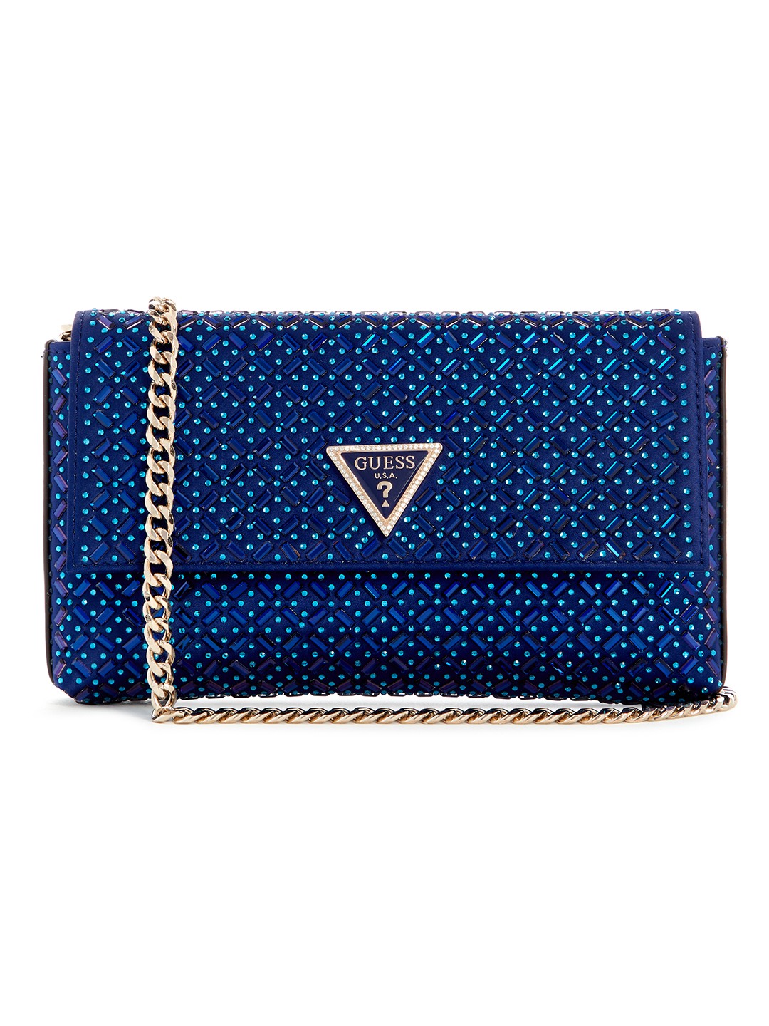 Sapphire Embellished Zalina Flap Clutch