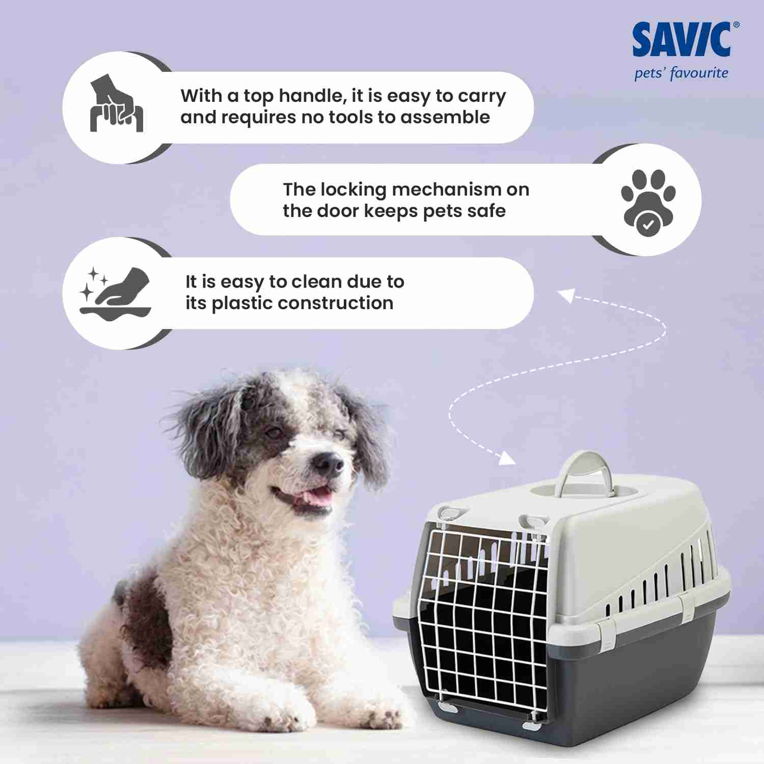 Savic Zephos 2 Pet Carrier, 22 x 15 x 13 inch, Grey