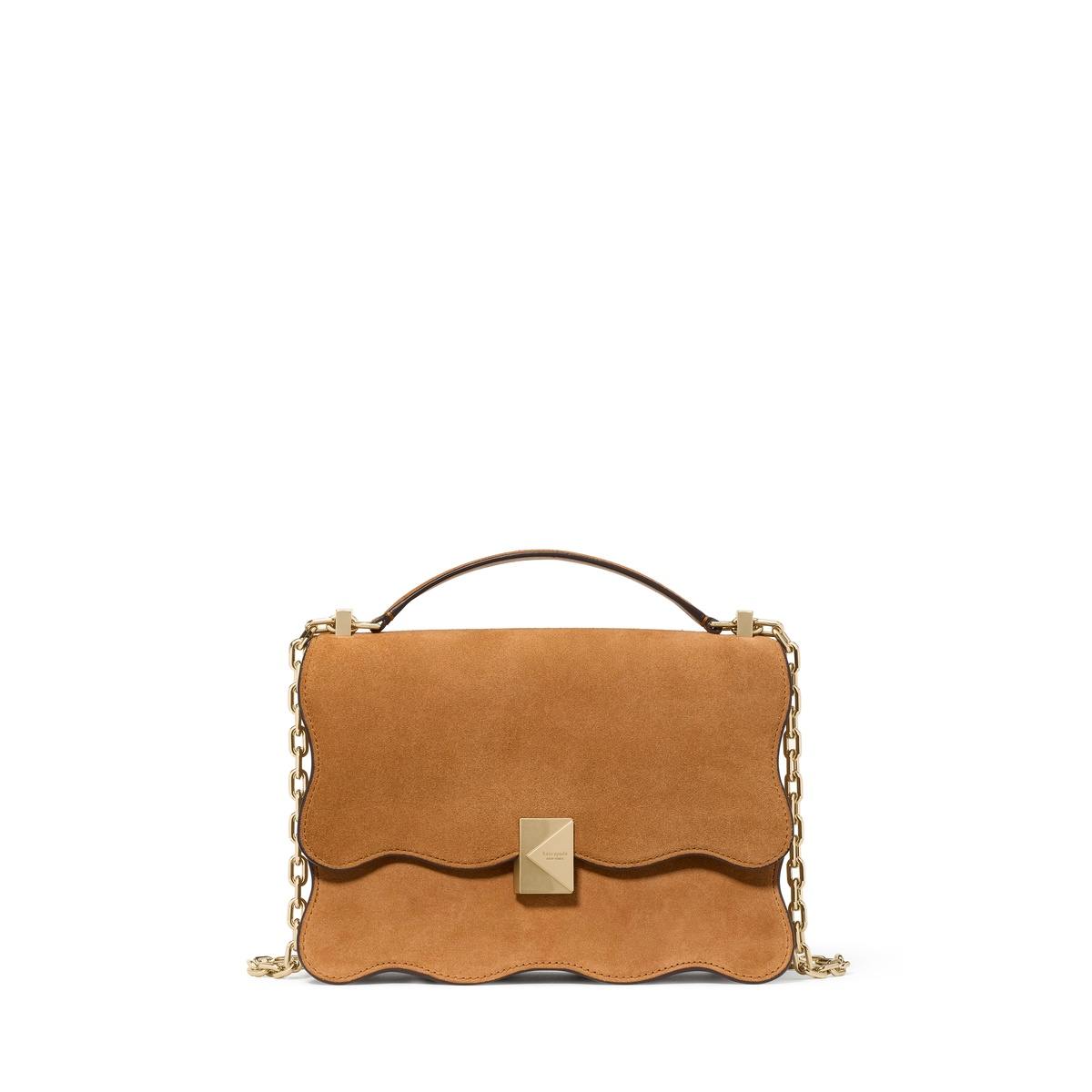 Deco Wavy Suede Chain Shoulder Bag