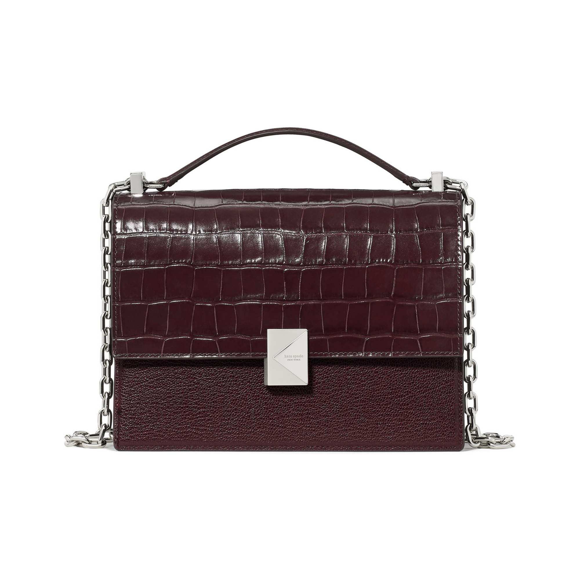 Deco Croc Embossed Chain Shoulder Bag