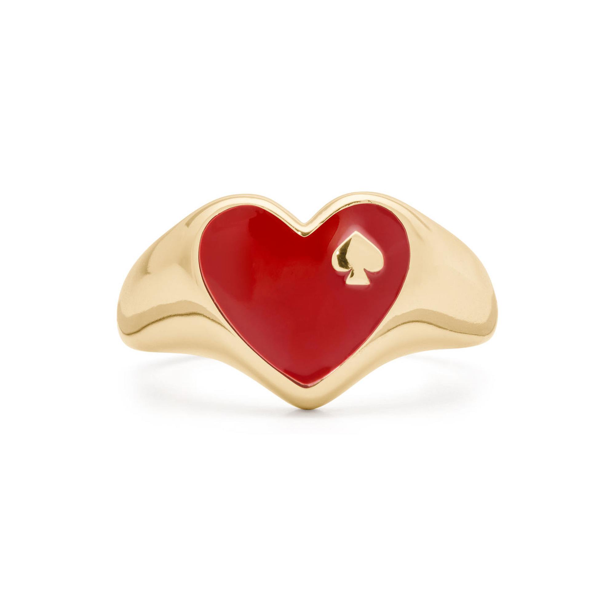 Heart And Spade Enamel Signet Ring
