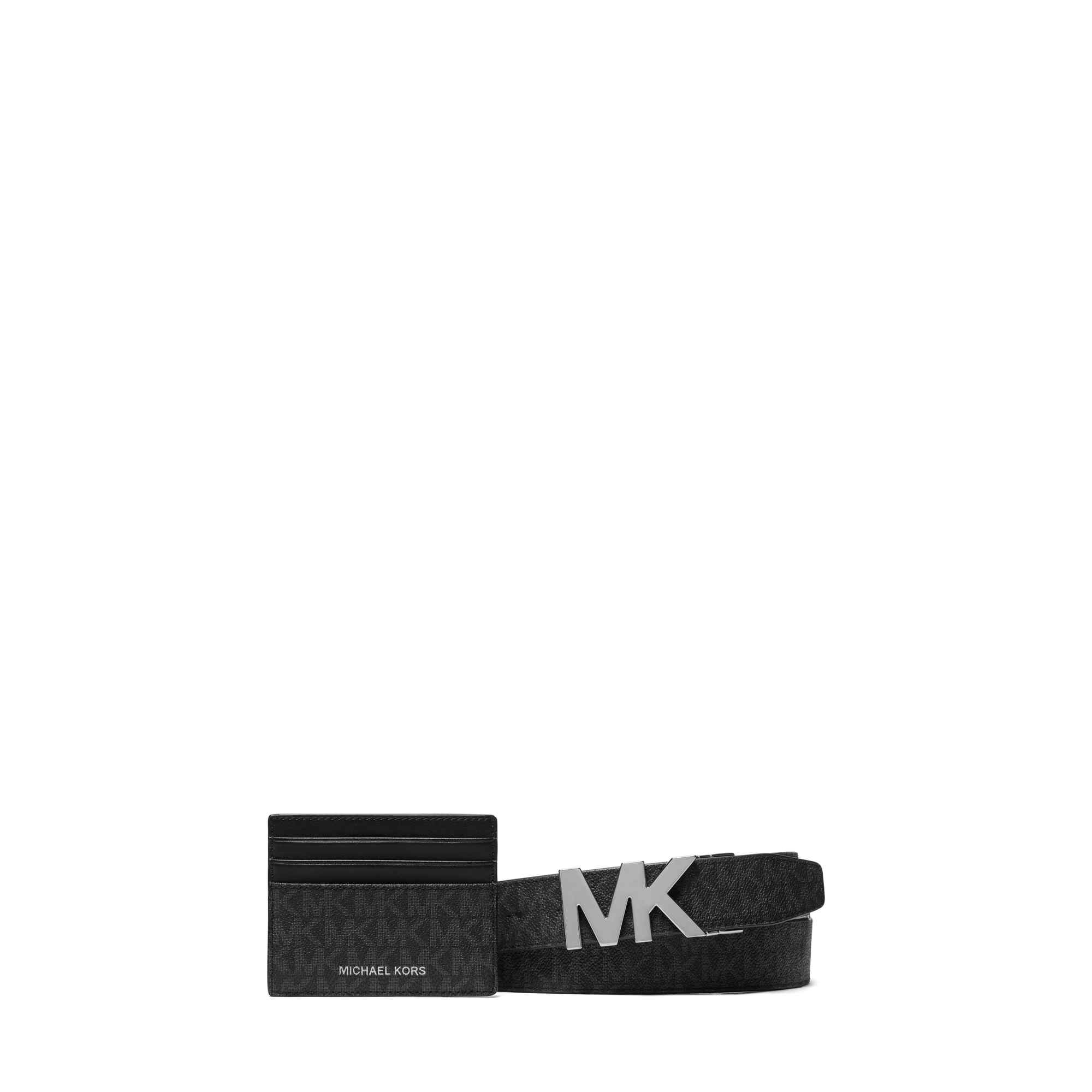 Signature Logo Card Case and Belt Gift Set