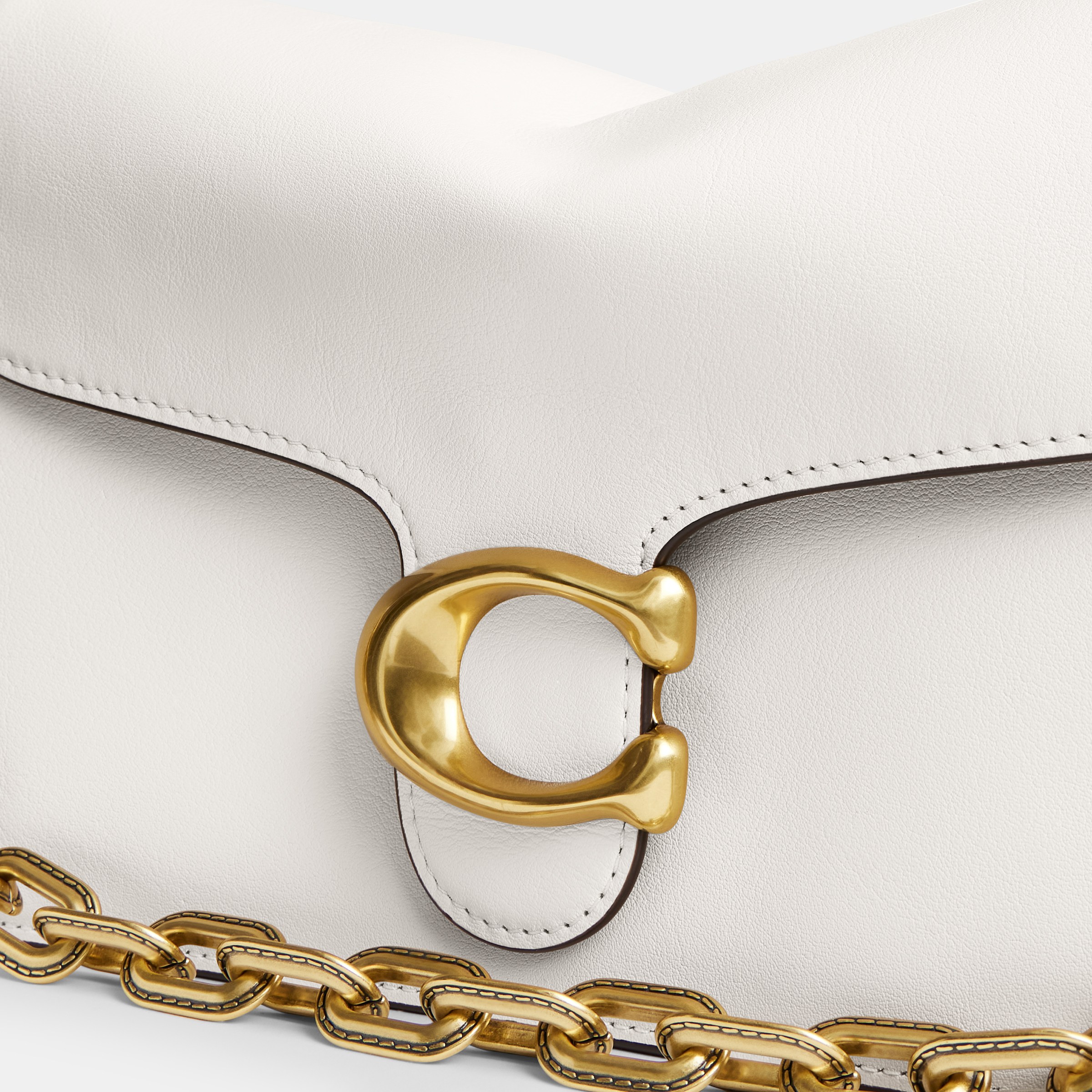 Soft Grain Leather Chain Tabby Shoulder Bag With Chain