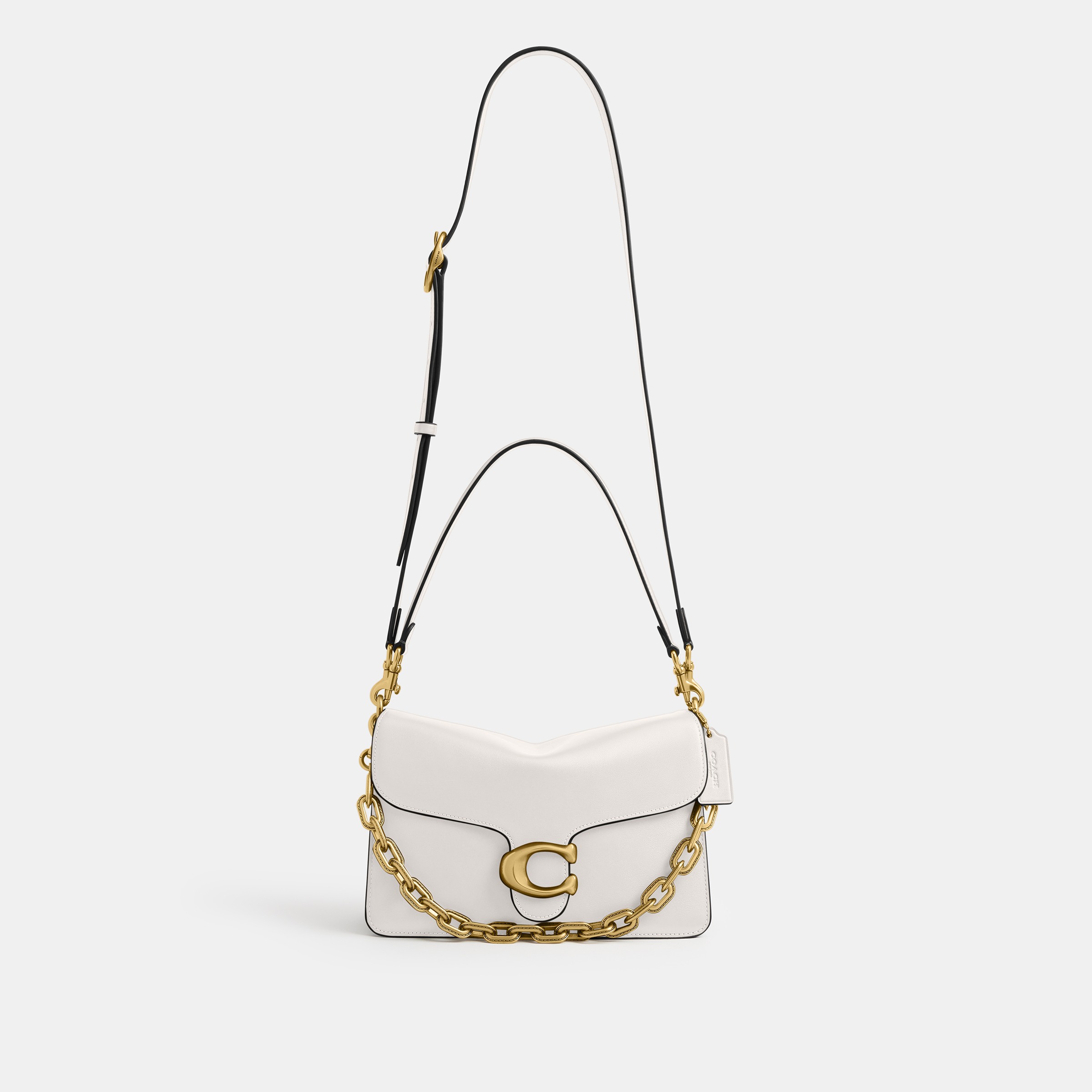 Soft Grain Leather Chain Tabby Shoulder Bag With Chain