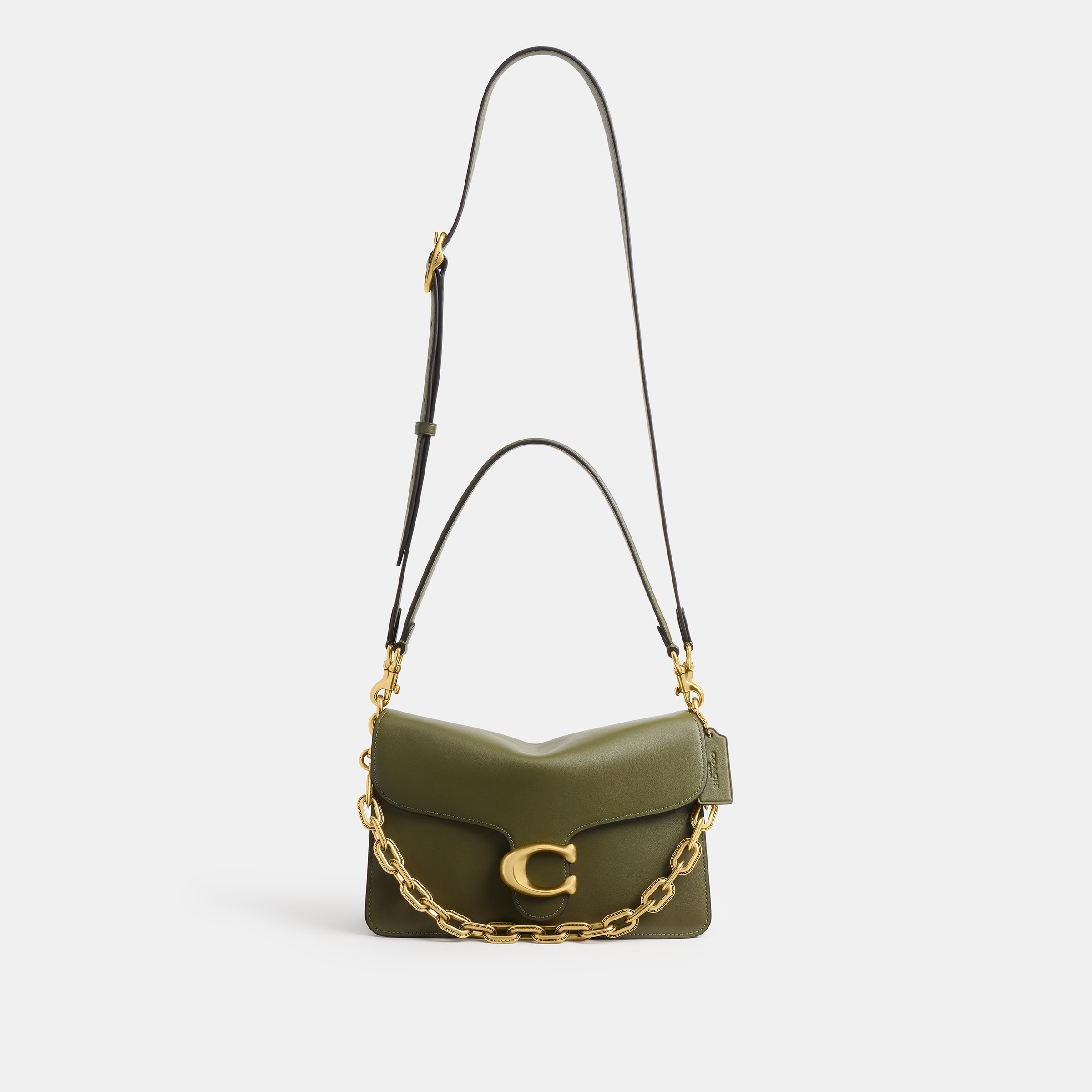 Soft Grain Leather Chain Tabby Shoulder Bag With Chain