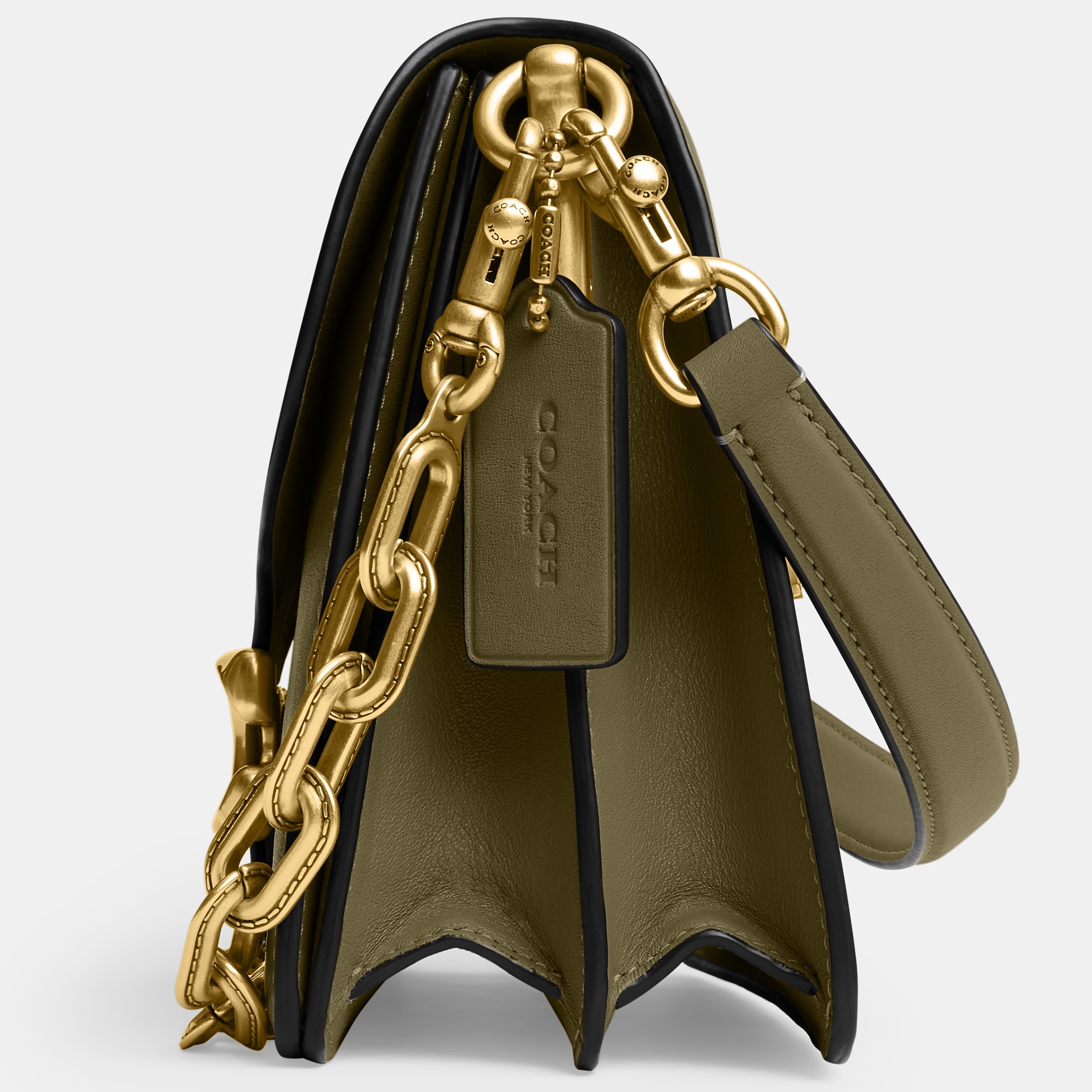 Soft Grain Leather Chain Tabby Shoulder Bag With Chain