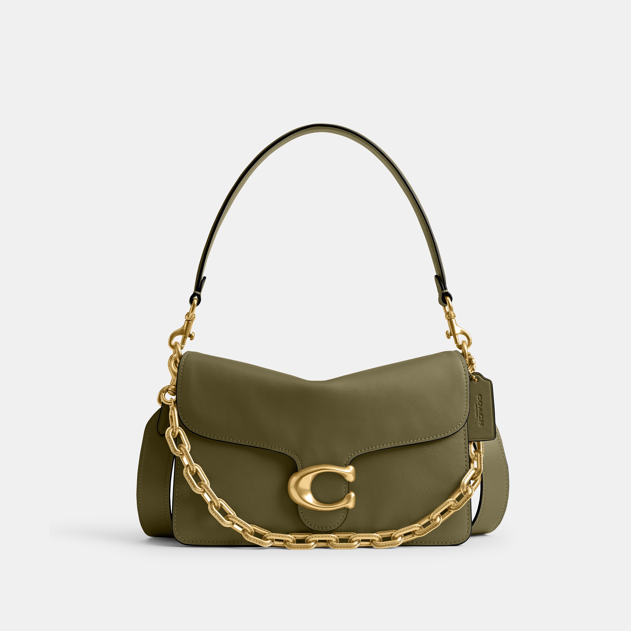 Soft Grain Leather Chain Tabby Shoulder Bag With Chain