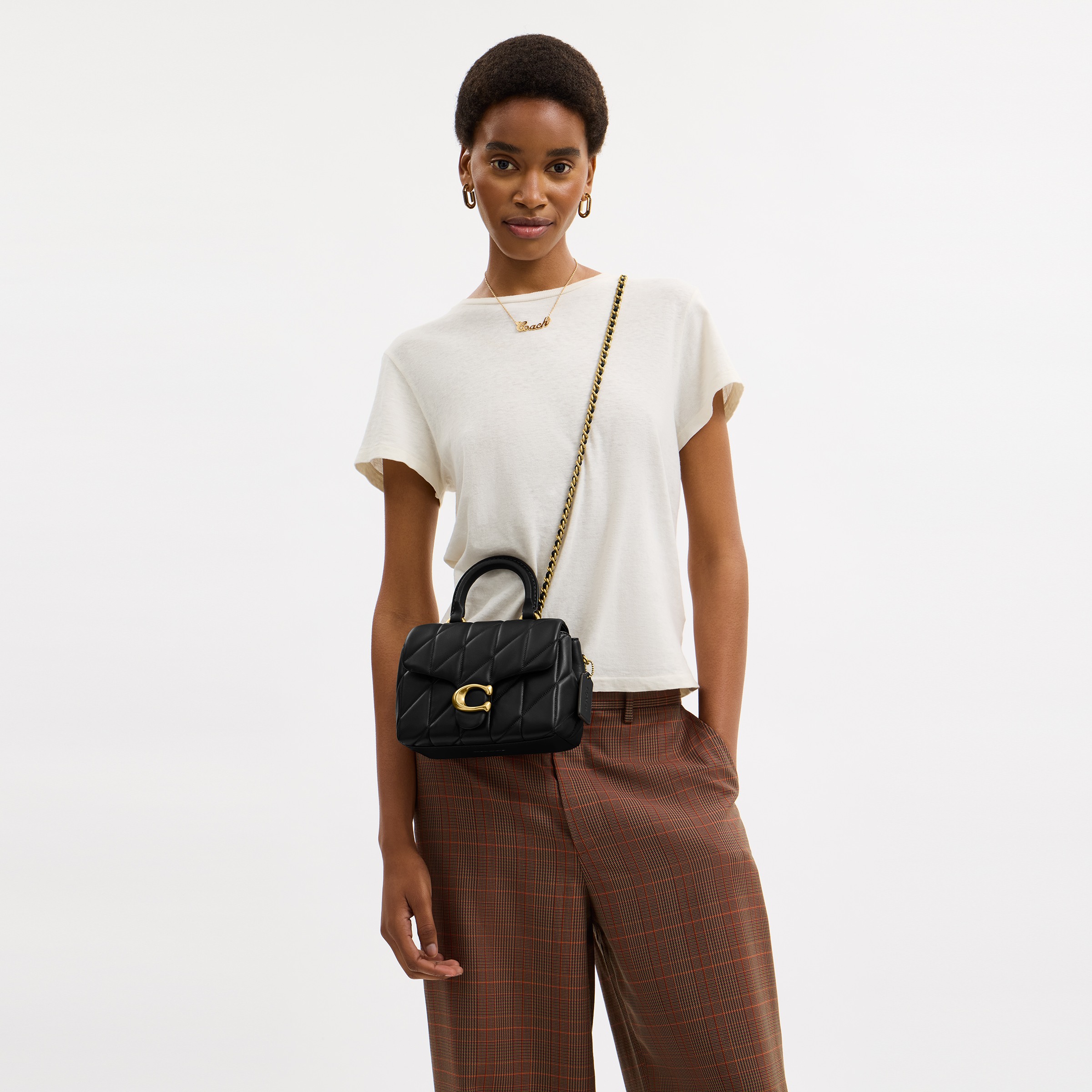 Tabby Top Handle Bag With Quilting