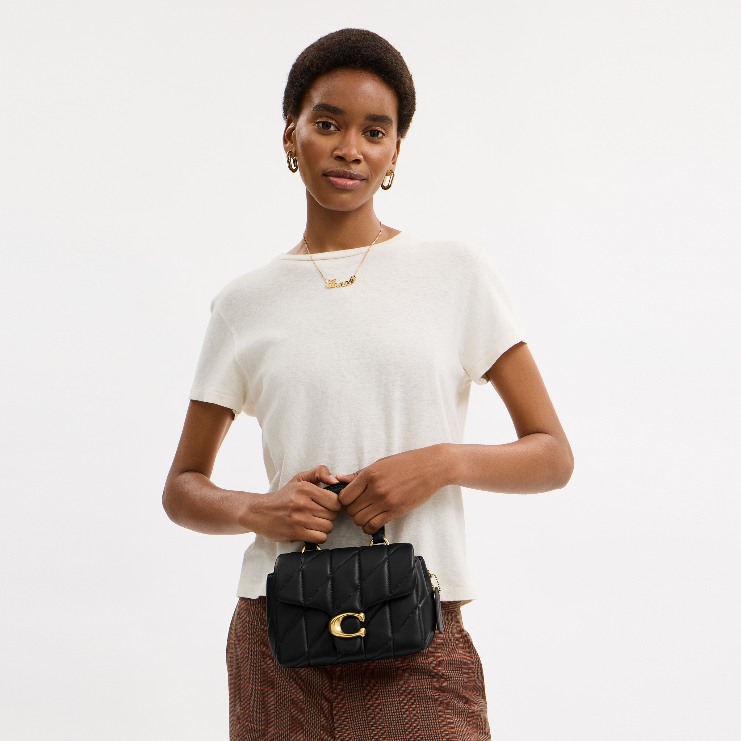 Tabby Top Handle Bag With Quilting