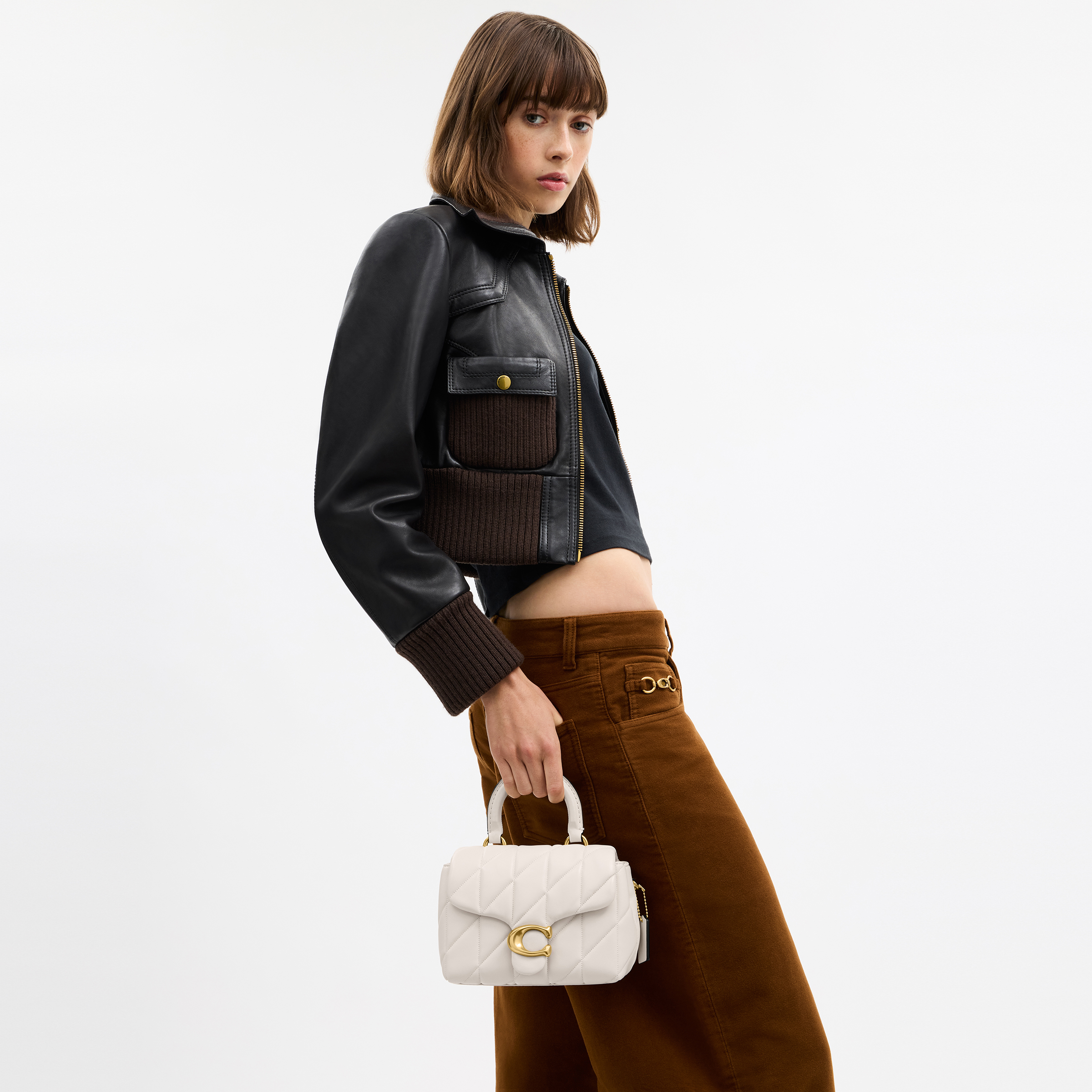 Tabby Top Handle Bag With Quilting