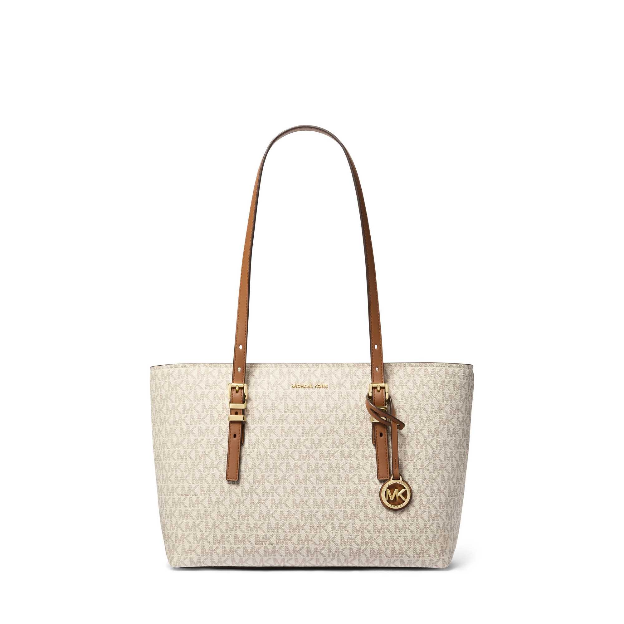 Quinn Medium Signature Logo and Leather Tote Bag
