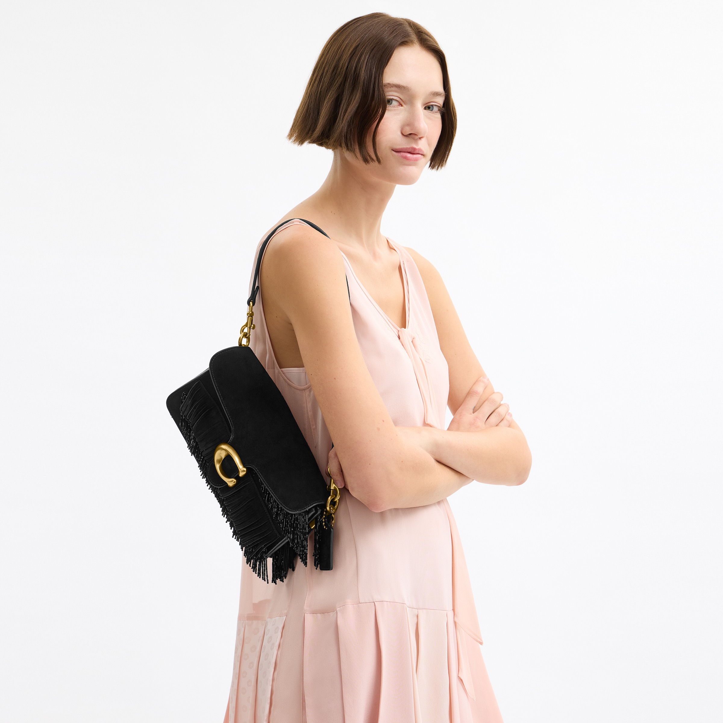 Tabby Shoulder Bag 26 With Crystal Beaded Fringe